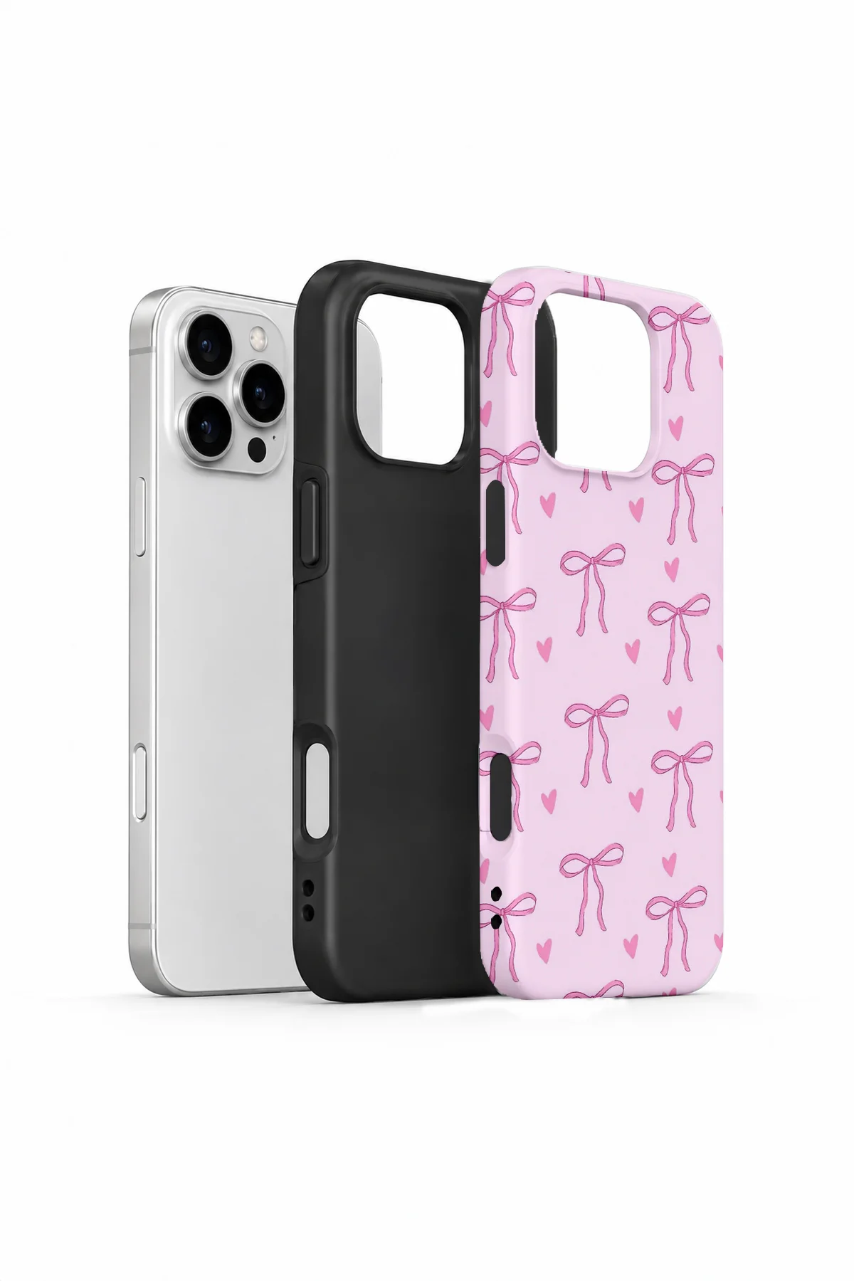 iPhone 16 Pro Max Vorian Çift Katmanlı Candy Pink Ribbon Toss Kılıf - Görsel 2