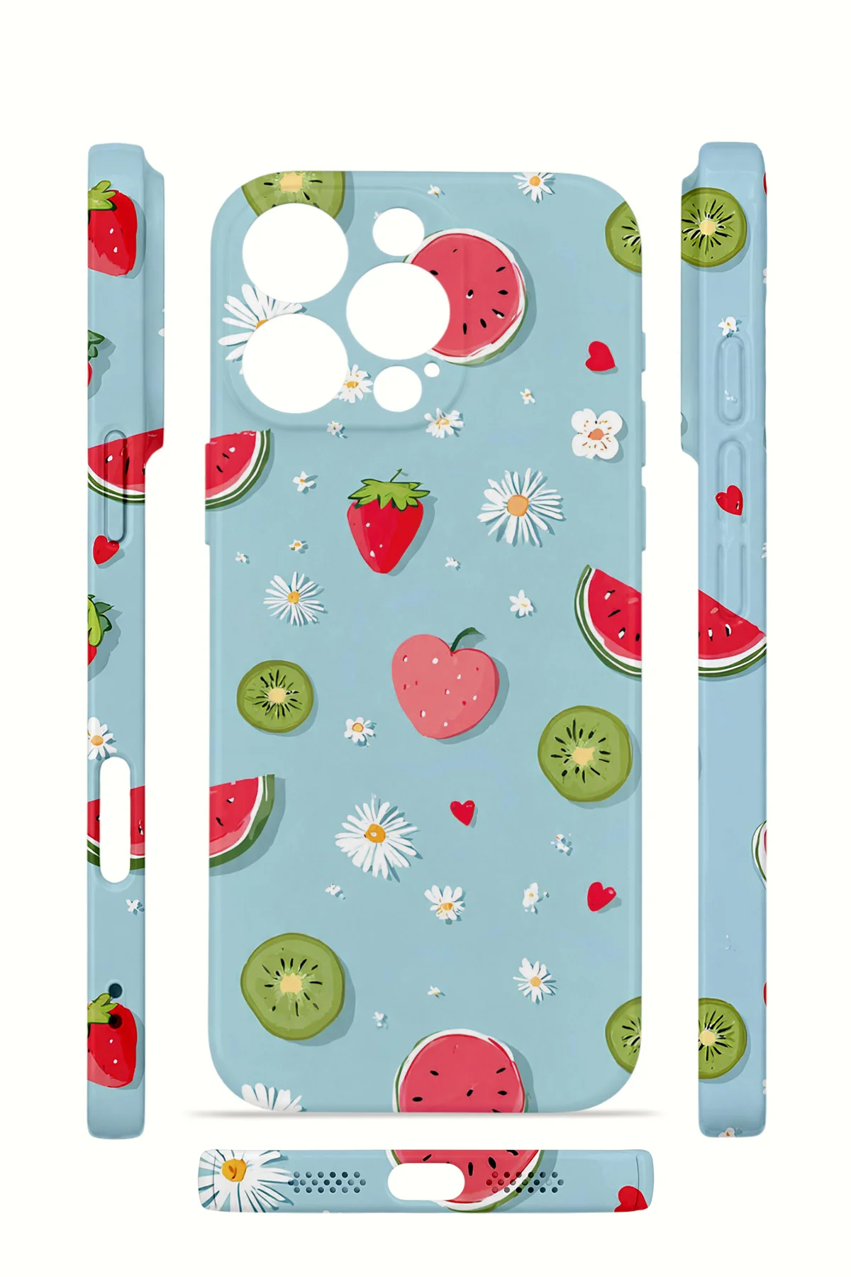 iPhone 16 Pro Max Vorian İnce Kamera Korumalı Mika Kılıf Fruit Confetti Sky