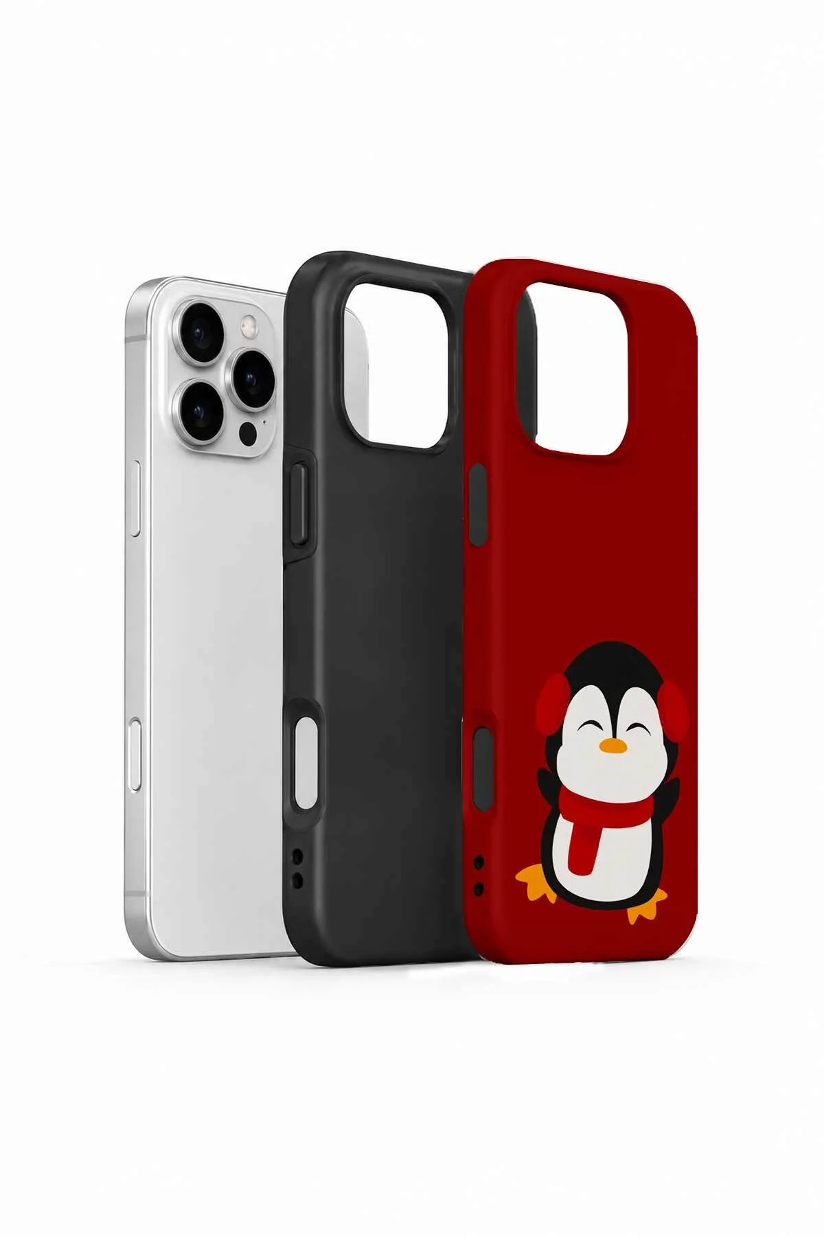 iPhone 16 Pro Max Vorian Çift Katmanlı Kırmızı Penguenli Kılıf - Görsel 2