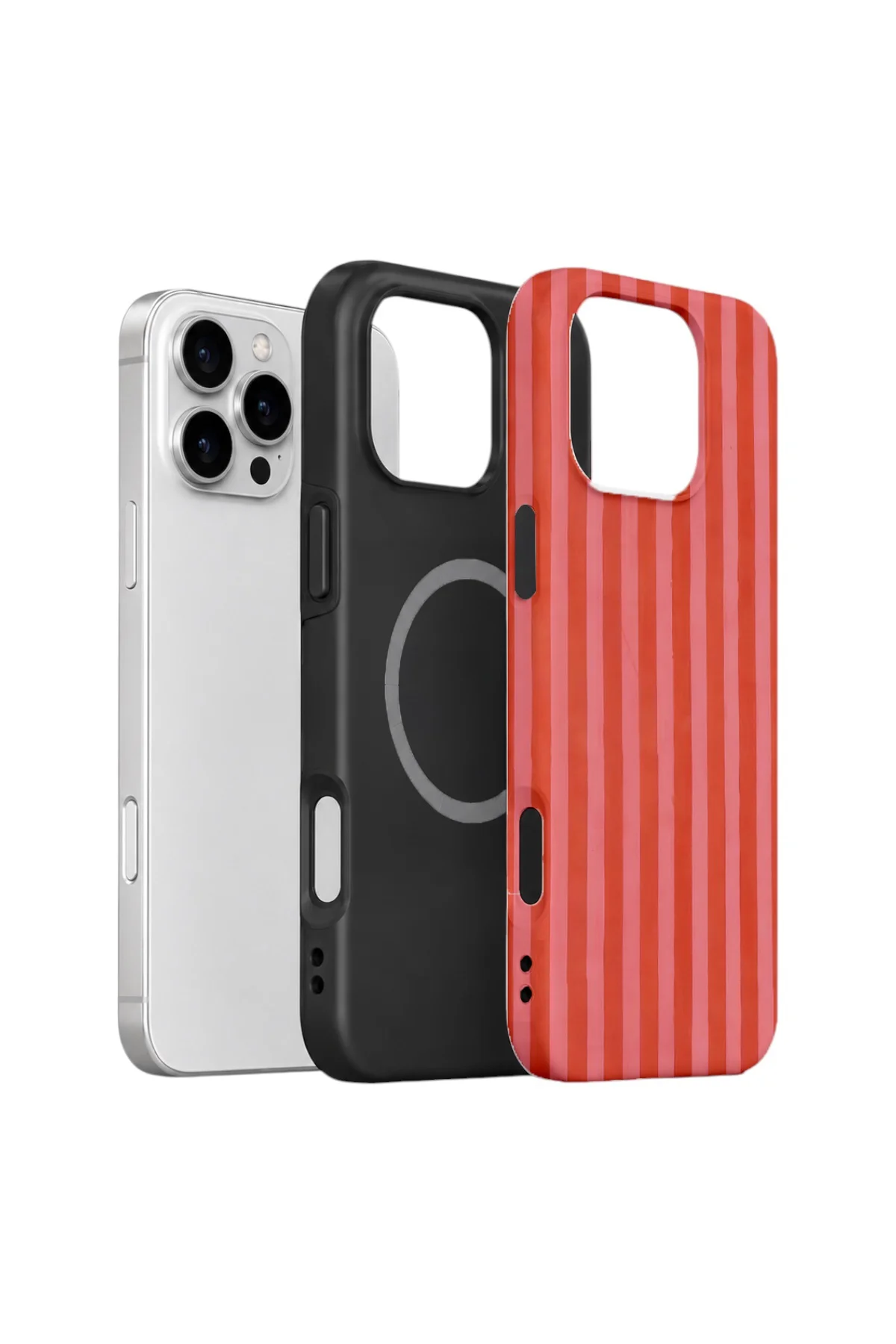 iPhone 16 Pro Vorian Çift Katmanlı MagSafe Kılıf Tomato Red Stripe