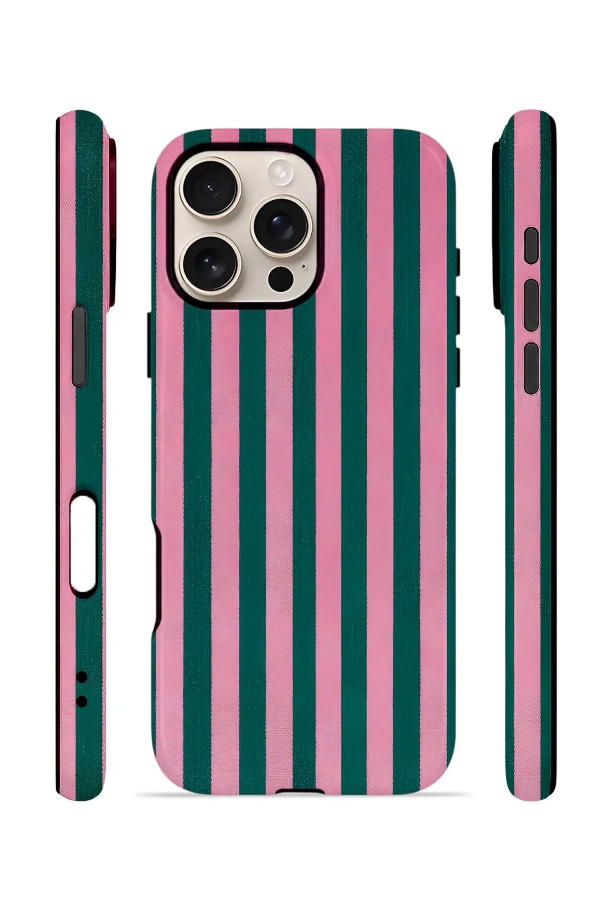 iPhone 16 Pro Vorian Çift Katmanlı MagSafe Kılıf Pink Navy Cabana