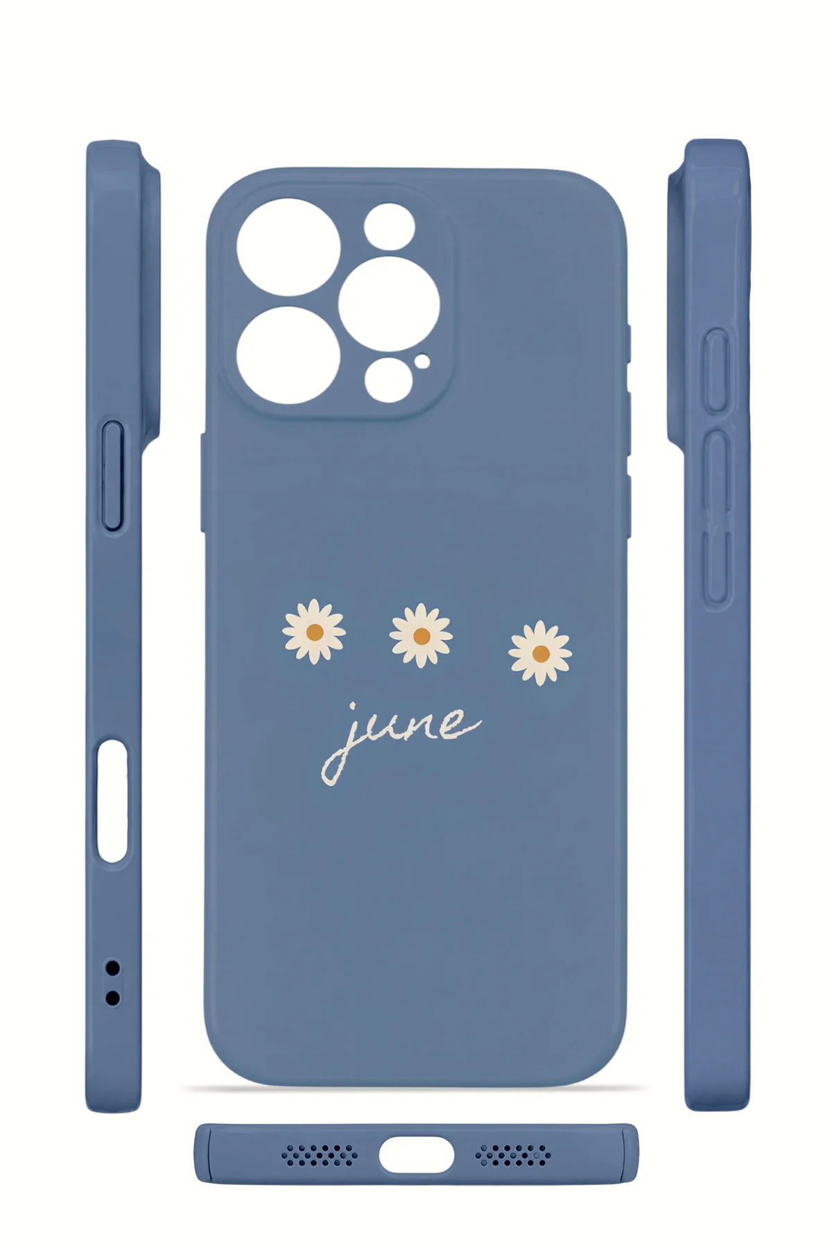 iPhone 16 Pro Vorian İnce Kamera Korumalı Mika Kılıf June Daisy Blue
