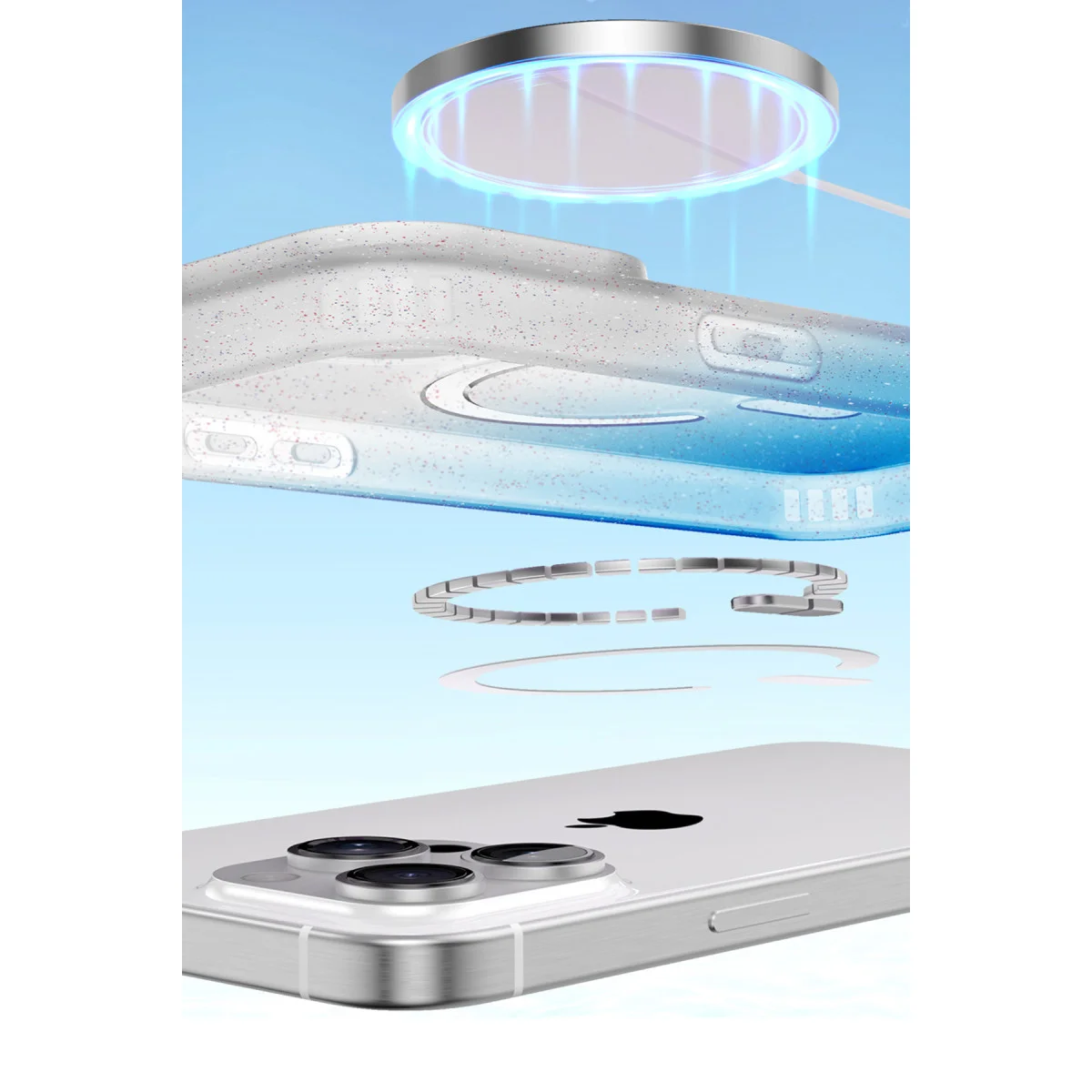 iPhone 16 Pummel Shiny Magsafe Kapak - Mavi ve Modern Tasarım
