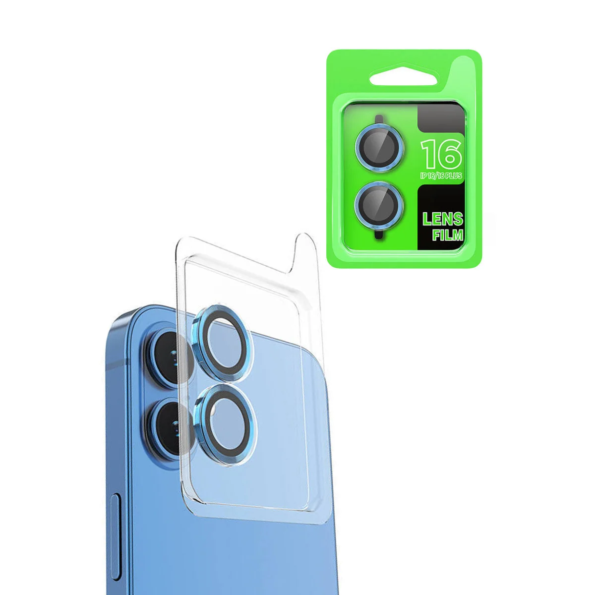 iPhone 16 Raze Metal Kamera Lensi - Tempered Cam 3D HD AR Kaplama Lacivert