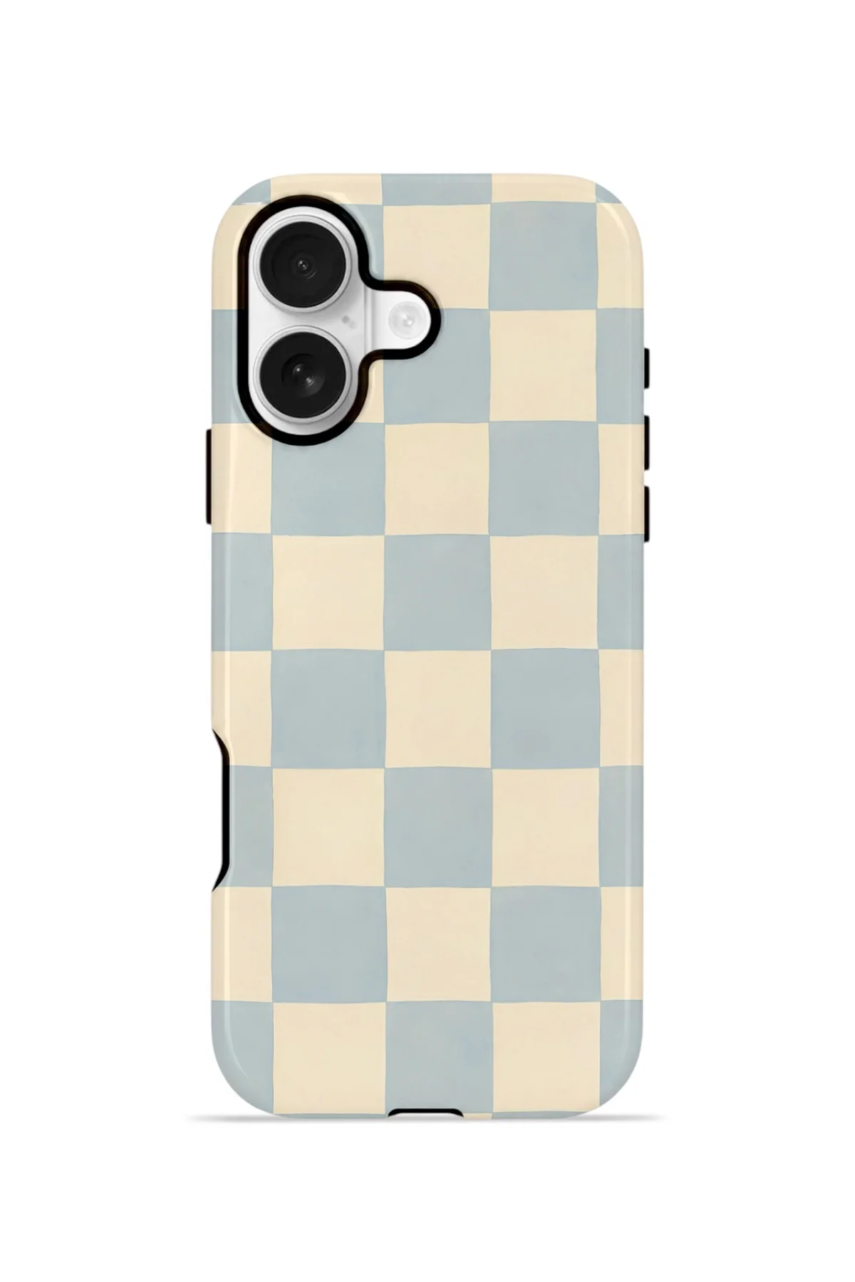 iPhone 16 Vorian Çift Katmanlı Kılıf Powder Blue Checker