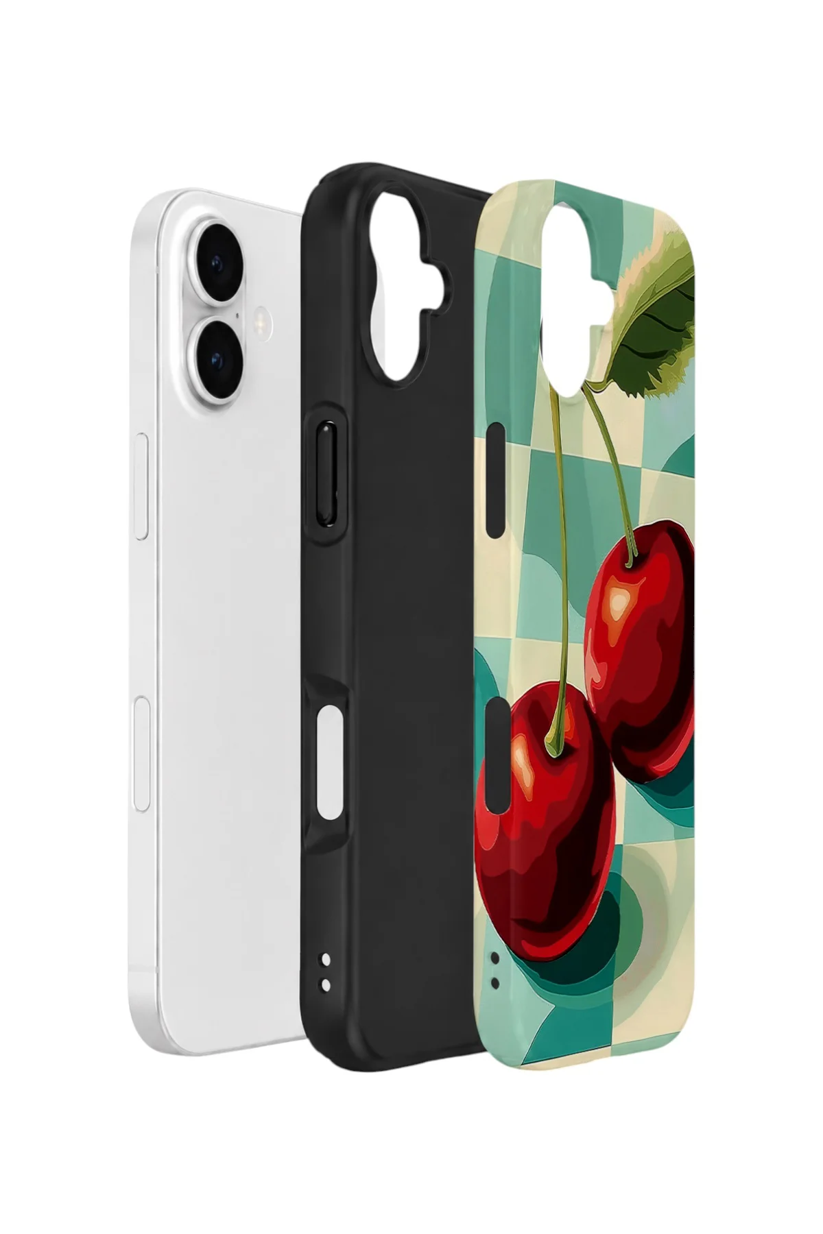 iPhone 16 Vorian Çift Katmanlı Kılıf Retro Cherry Pop