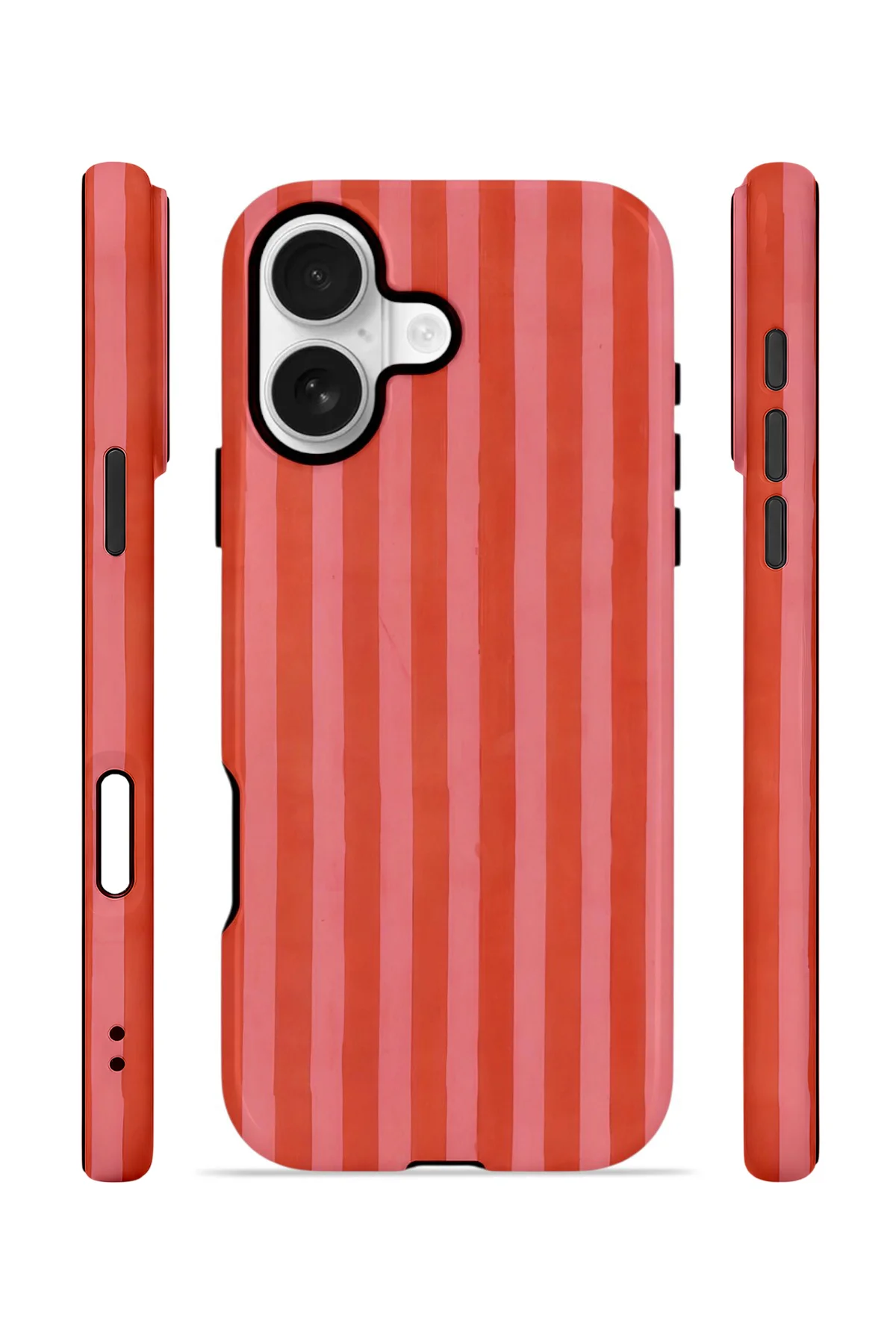 iPhone 16 Vorian Çift Katmanlı MagSafe Kılıf Tomato Red Stripe