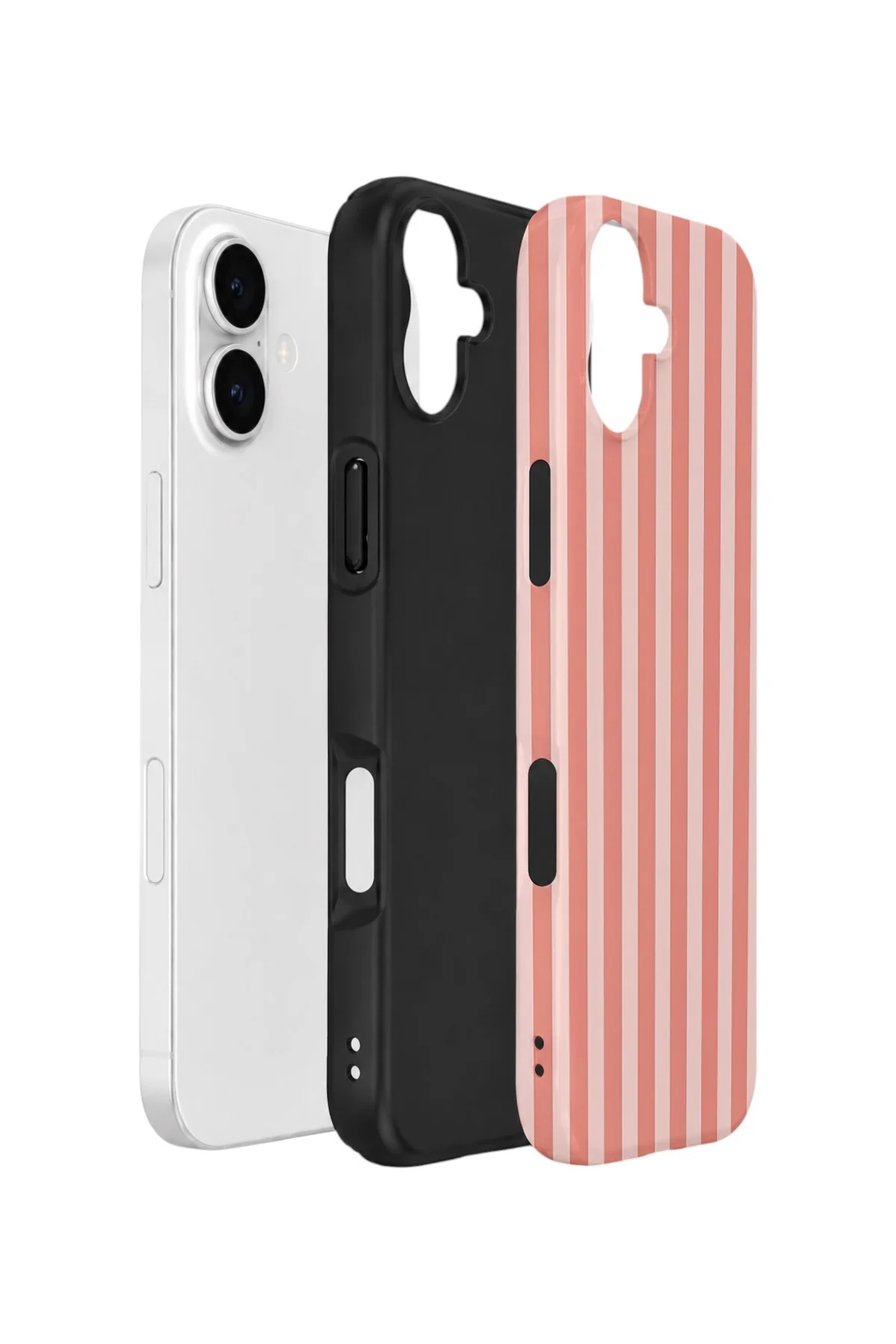 iPhone 16 Vorian Çift Katmanlı Kılıf Coral Riviera Stripe