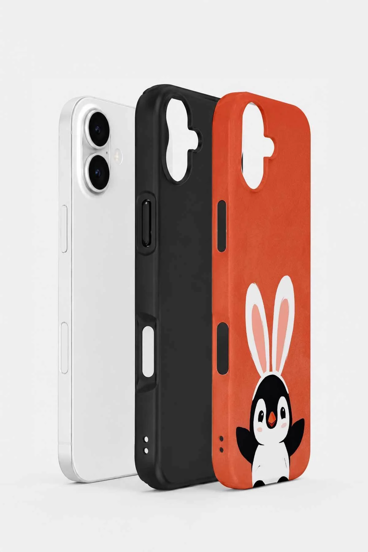 iPhone 16 Vorian Çift Katmanlı Tavşan Penguenli Kılıf - Görsel 2