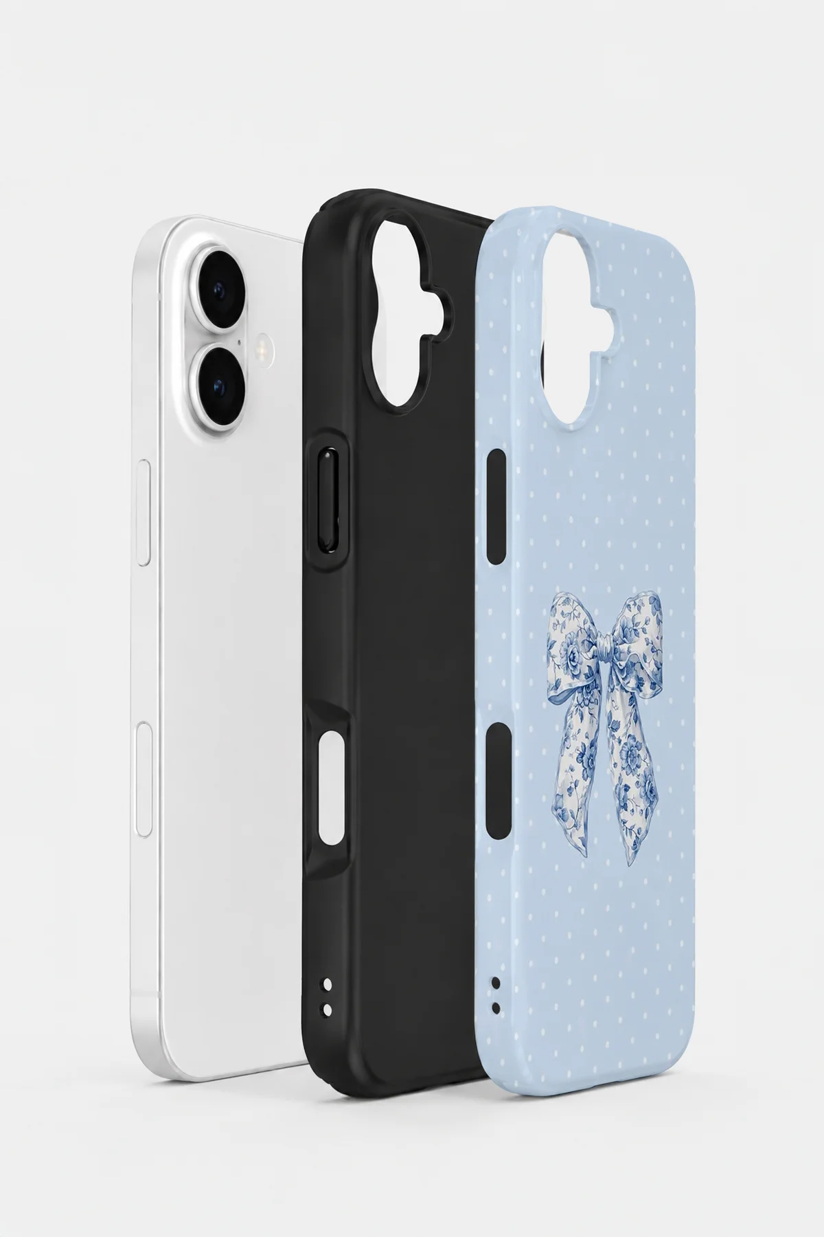 iPhone 16 Vorian Çift Katmanlı Blue Toile Bow Kılıf - Görsel 2