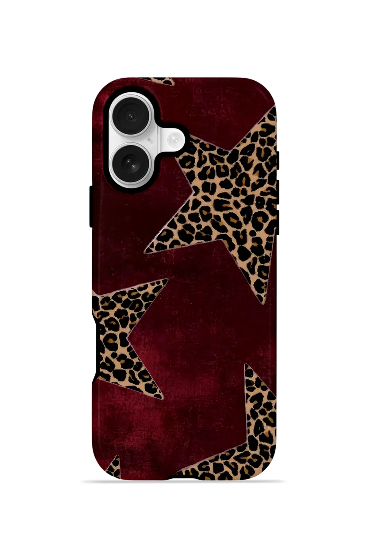 iPhone 16 Vorian Çift Katmanlı MagSafe Kılıf Bordeaux Leopard Star