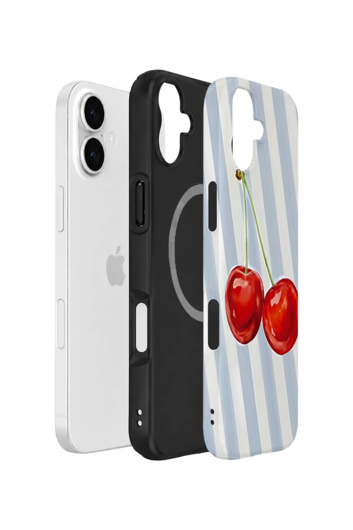 iPhone 16 Vorian Yough Magsafe Kılıf Cherry Blue Stripe