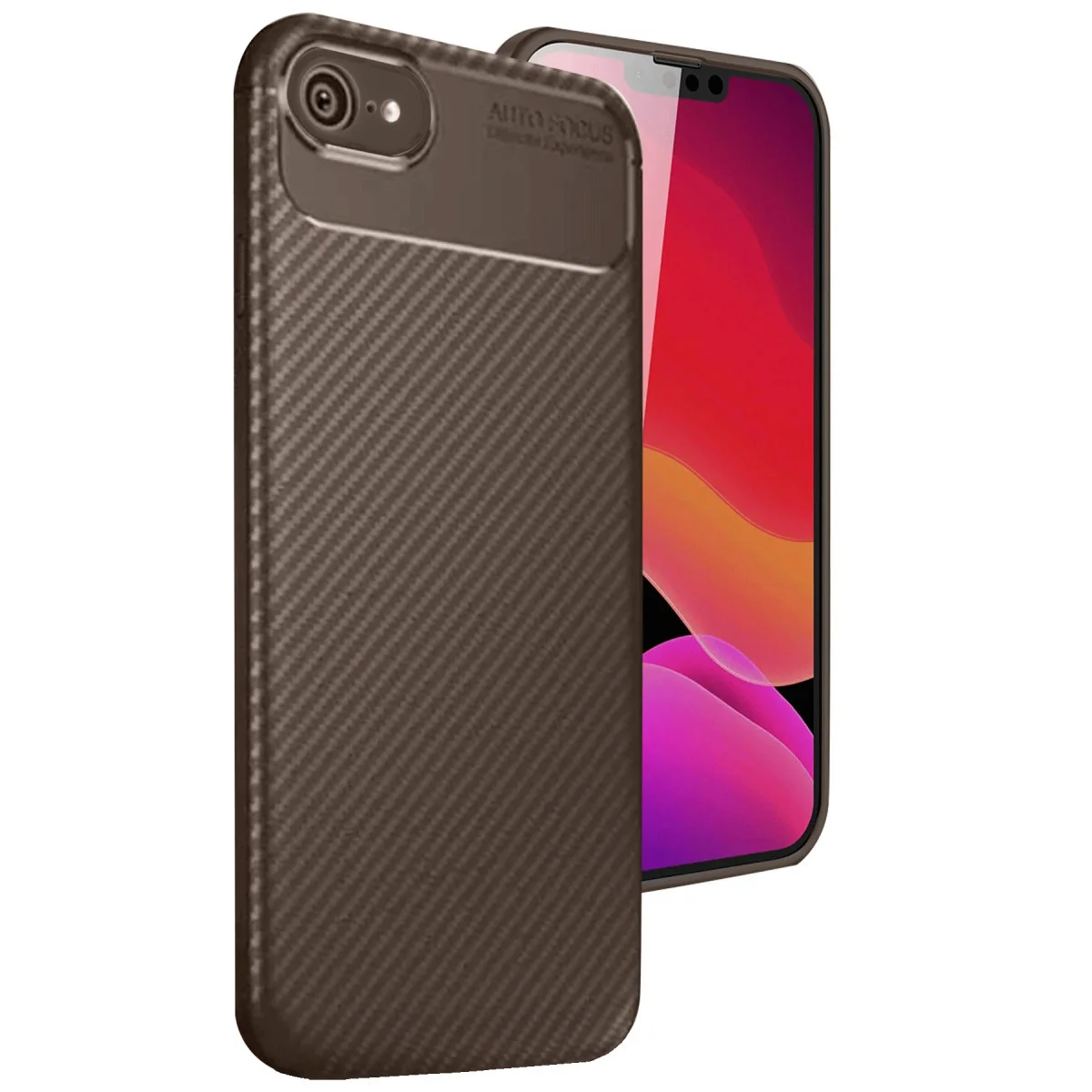 iPhone 16E Auto Focus Karbon Kılıf - Kahverengi, Pürüzsüz ve Maksimum Koruma