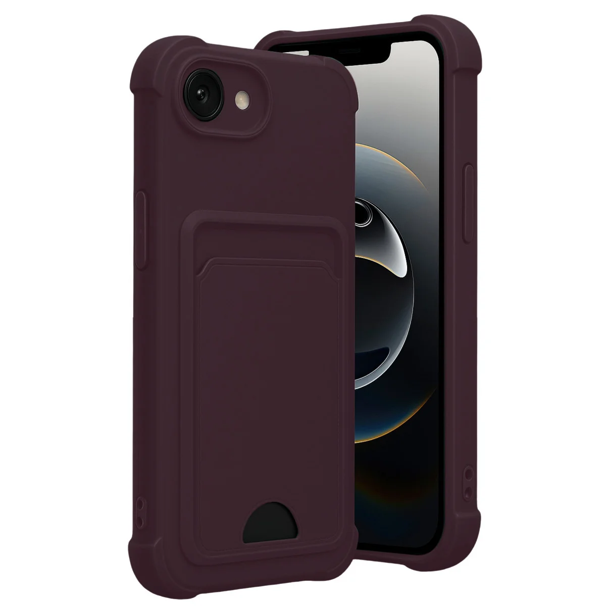 iPhone 16E Derin Mor Kelvin Kartvizitli Silikon Kılıf - Premium Koruma ve Fonksiyonel Tasarım