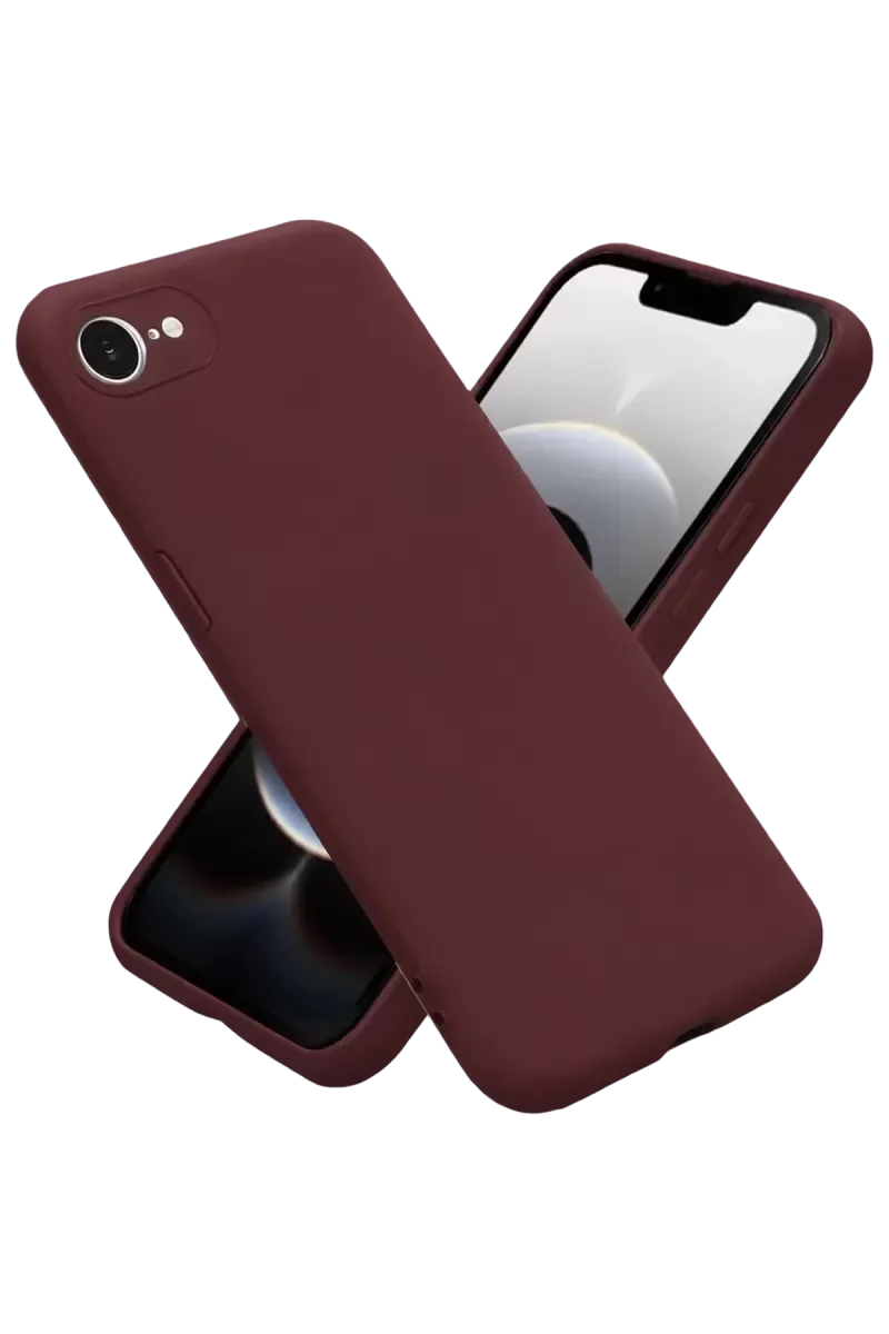 iPhone 16E ile Uyumlu First Silikon Kılıf - Bordo