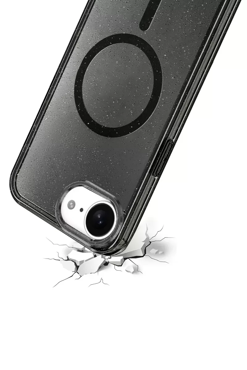 iPhone 16E ile Uyumlu Star MagSafe Kılıf - Turuncu Parlak Simli Koruyucu Kapak