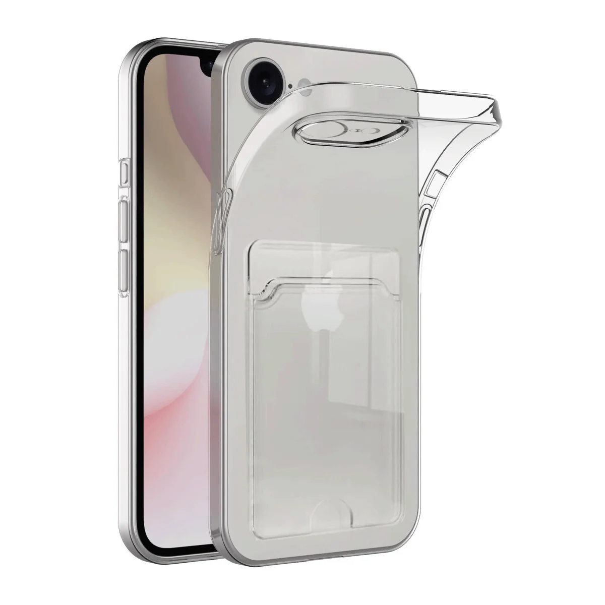 iPhone 16E Kılıf - Şeffaf Silikon Kılıf Kart Alanlı Premium Koruyucu