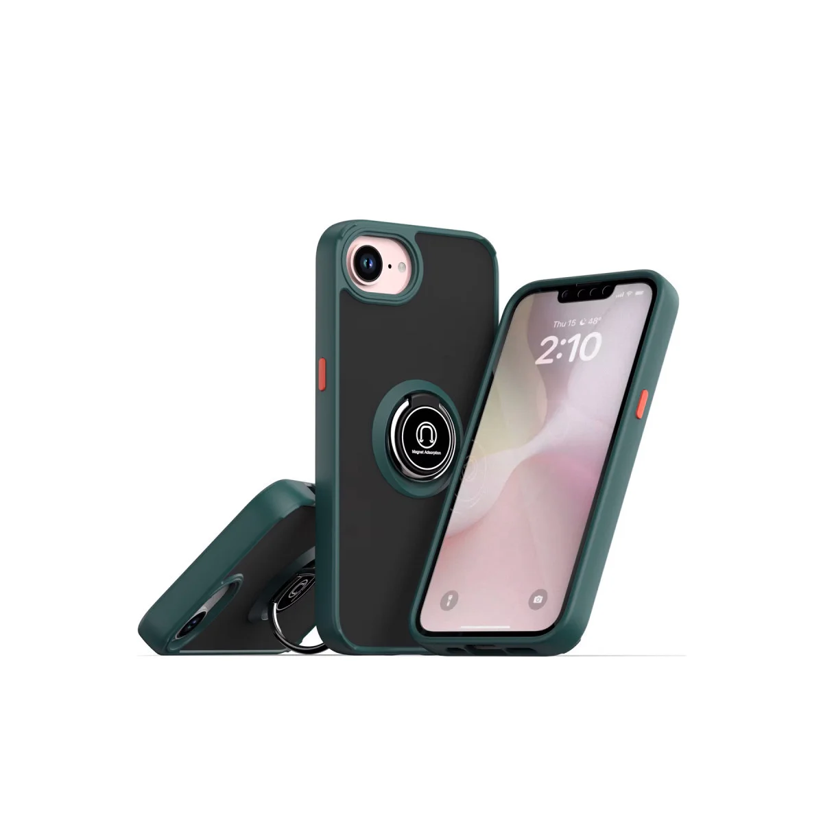 iPhone 16E Montreal Yüzüklü Silikon Kapak - Yeşil ve Estetik Koruma