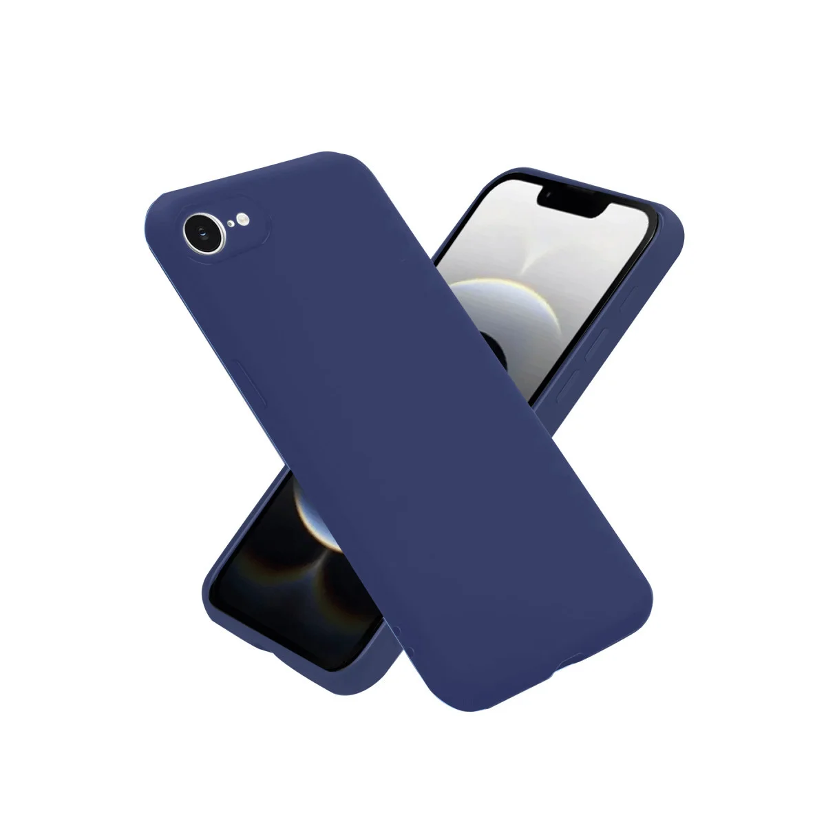 iPhone 16E Nano İçi Kadife Silikon Kılıf - Lacivert