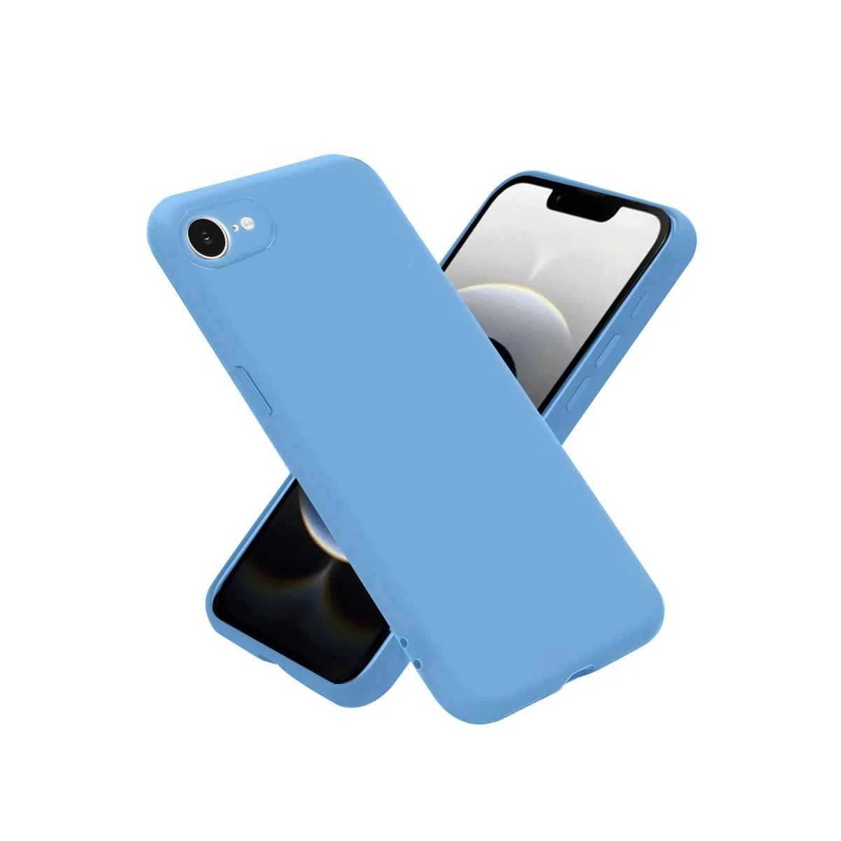 iPhone 16E Nano İçi Kadife Silikon Kılıf - Mavi, Yerli Üretim, Su Geçirmez ve Tam Uyumlu