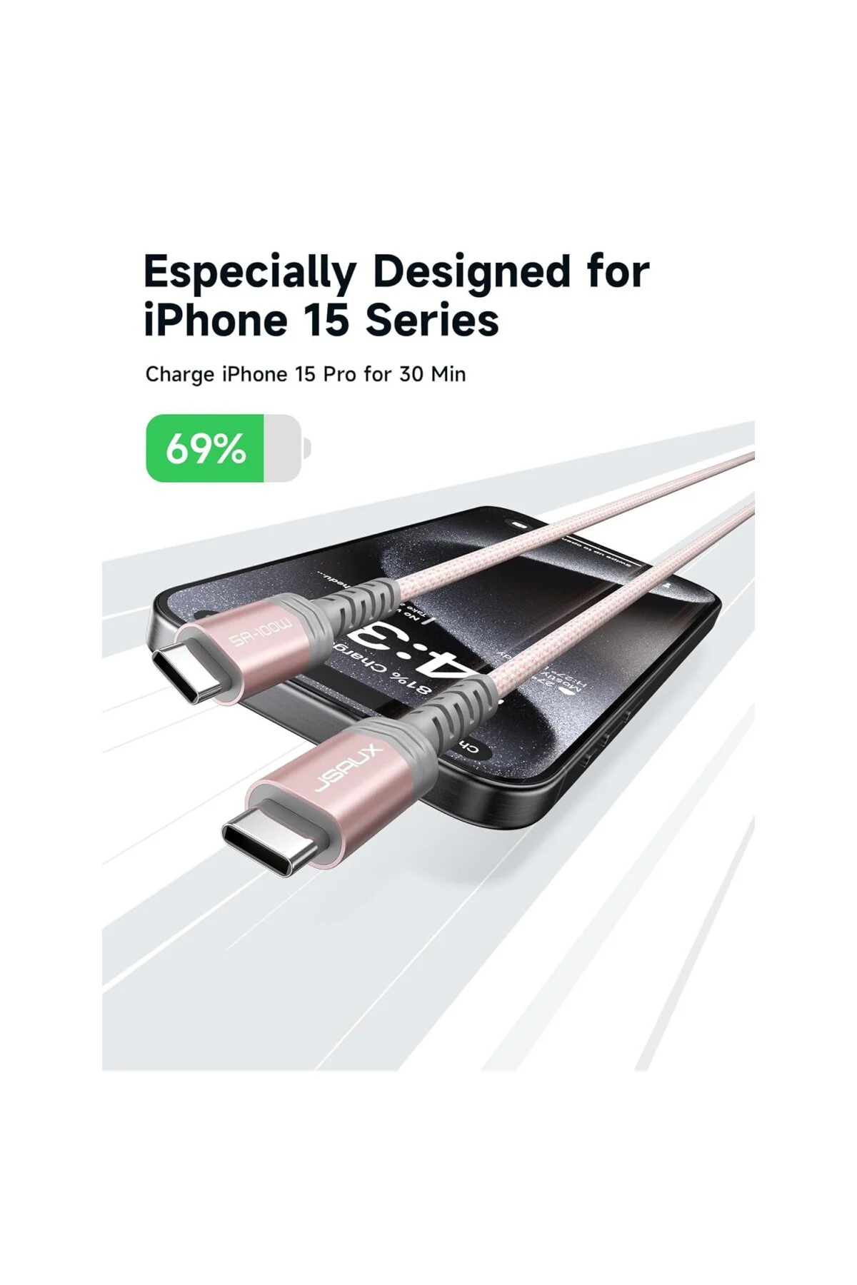 iPhone 17, 100W/5A USB C için USB C kablosu, dokuma şarj kablosu, hızlı şarj kablosu,