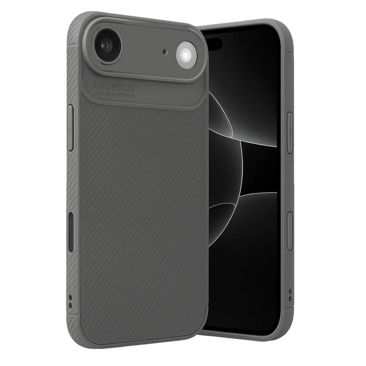 iPhone 17 Air Auto Focus Karbon Fiber Kapak Gri - Şık Tasarım ve Maksimum Koruma
