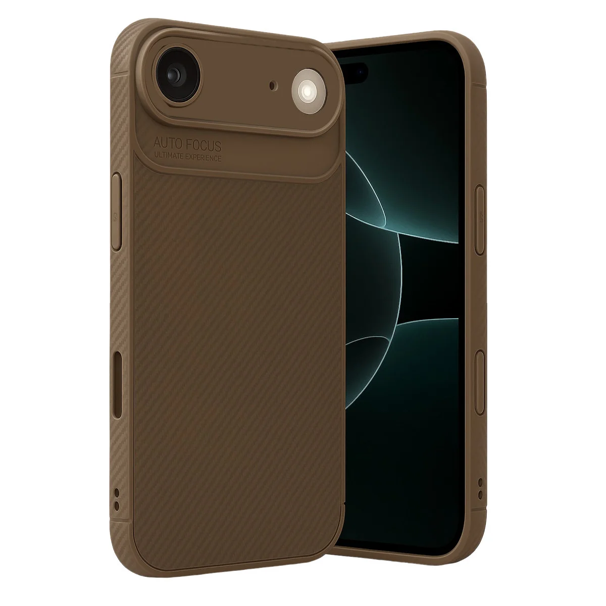 iPhone 17 Air Auto Focus Karbon Kapak Kahverengi - Premium Mat Koruma ve Estetik Tasarım