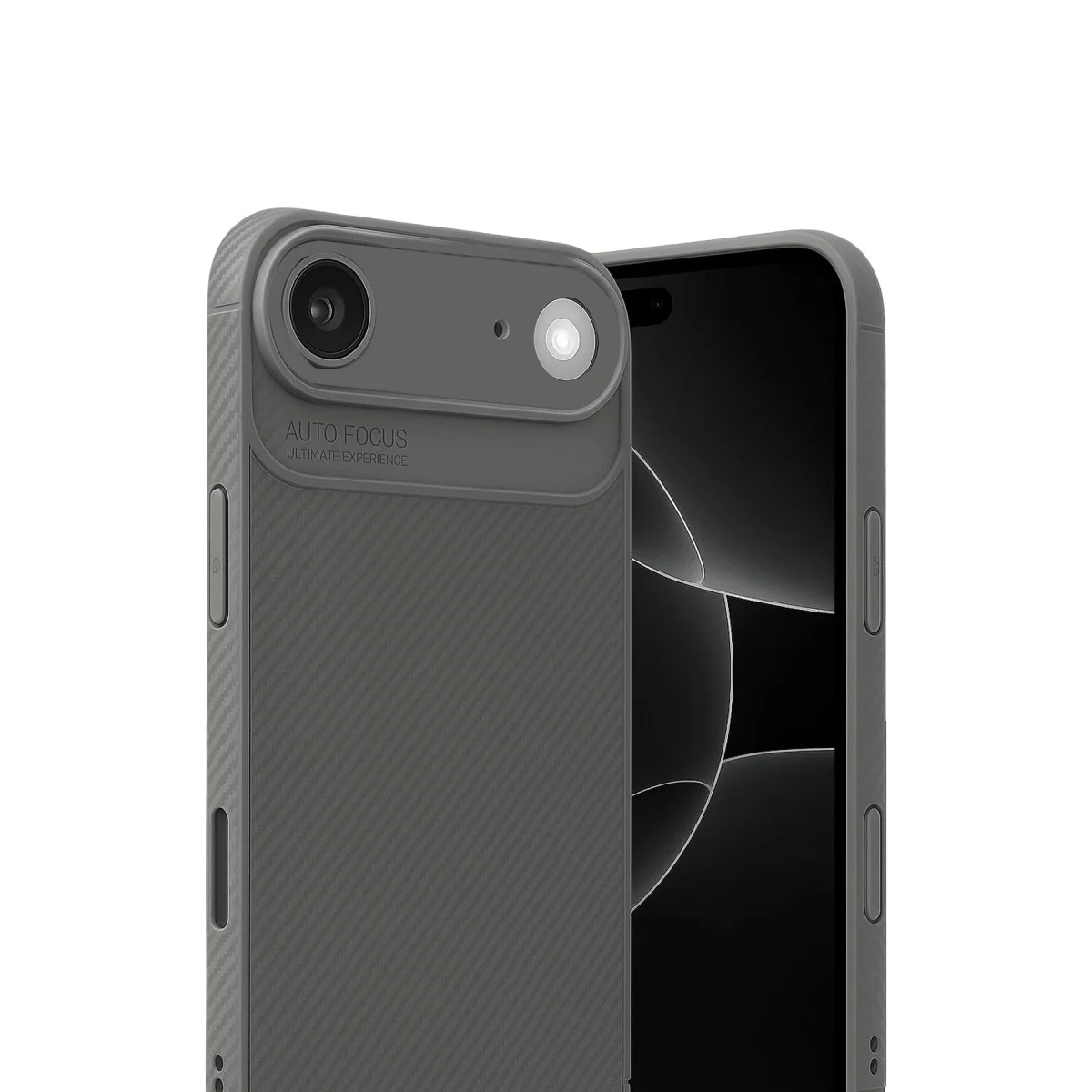 iPhone 17 Air Auto Focus Karbon Fiber Kapak Gri - Şık Tasarım ve Maksimum Koruma
