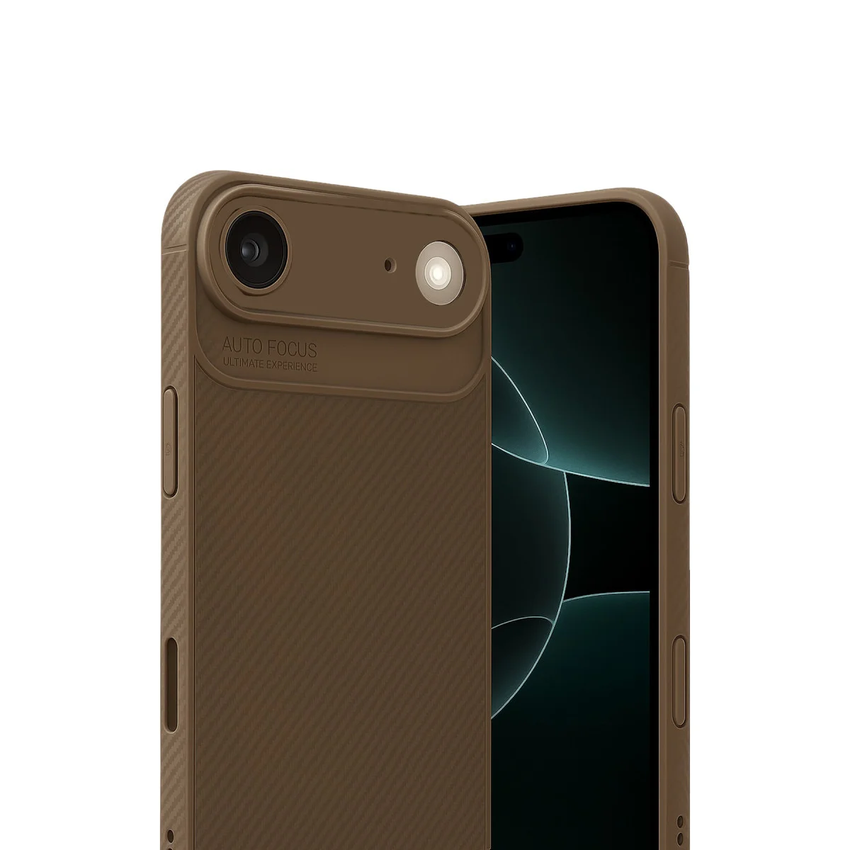 iPhone 17 Air Auto Focus Karbon Kapak Kahverengi - Premium Mat Koruma ve Estetik Tasarım