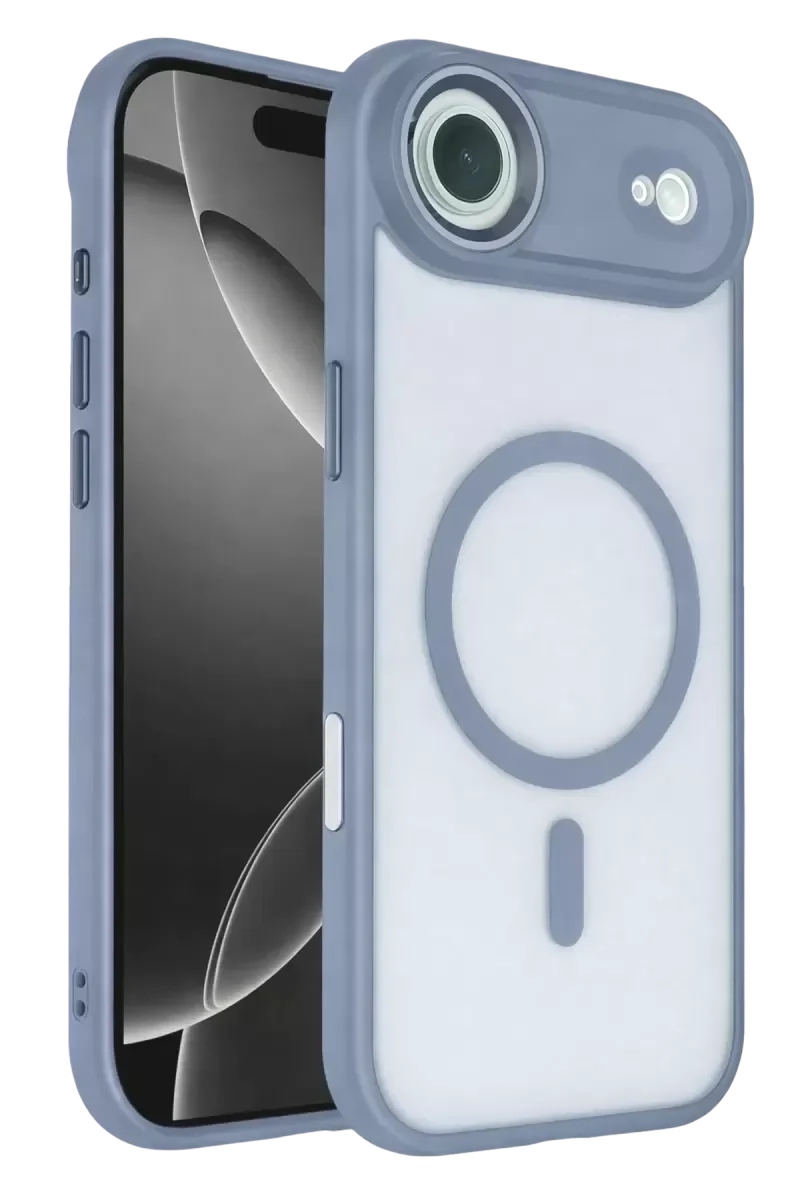 iPhone 17 Air ile Uyumlu MagSafe Kılıf - Açık Mavi, Kamera ve Ekran Korumalı