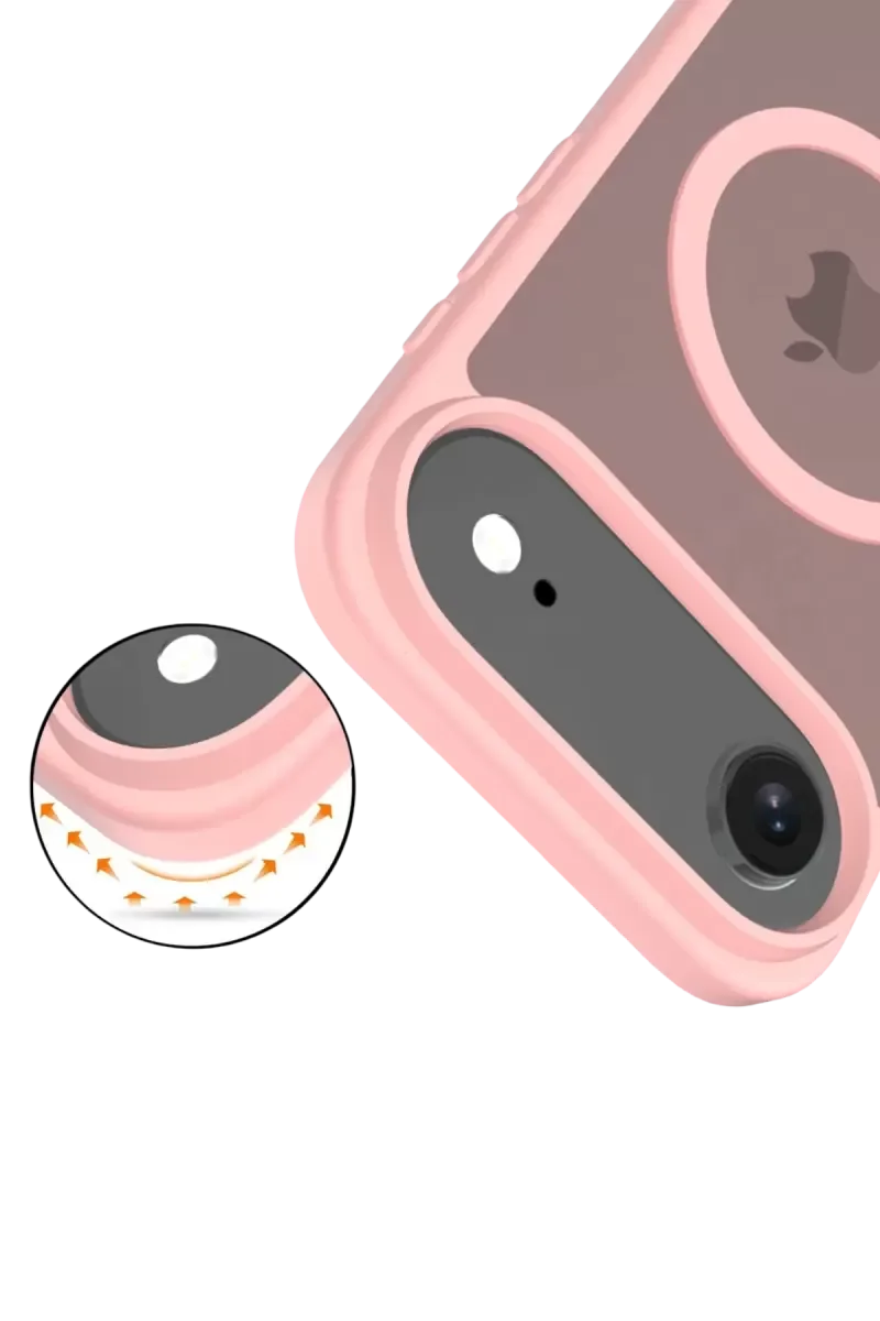 iPhone 17 Air ile Uyumlu MagSafe Şarj Desteği Jota Kılıf - Pudra Renk Premium Çift Katmanlı Koruma
