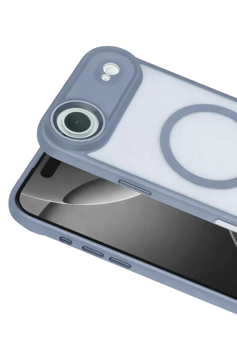 iPhone 17 Air ile Uyumlu MagSafe Kılıf - Açık Mavi, Kamera ve Ekran Korumalı