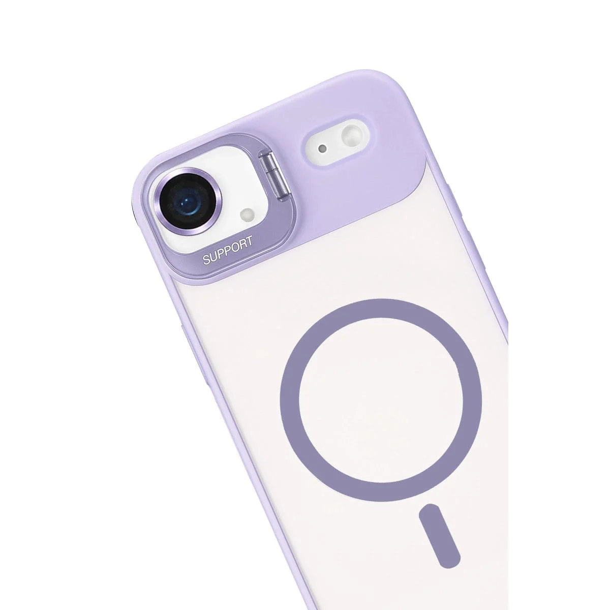 iPhone 17 Air ile Uyumlu Remim Lensli MagSafe Standlı Kılıf - Lila