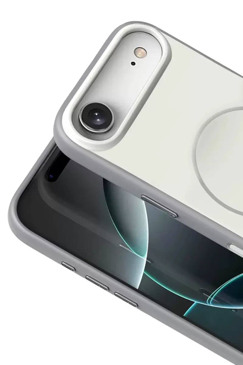 iPhone 17 Air ile Uyumlu MagSafe Kılıf - Gri, Darbe Önleyici ve Kaymaz Koruma