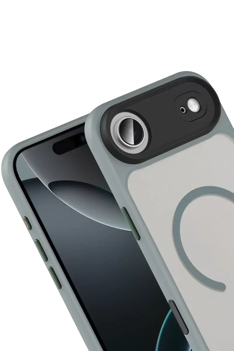 iPhone 17 Air ile Uyumlu Megane MagSafe Kapak - Titan Gri, 360° Askeri Sınıf Koruma