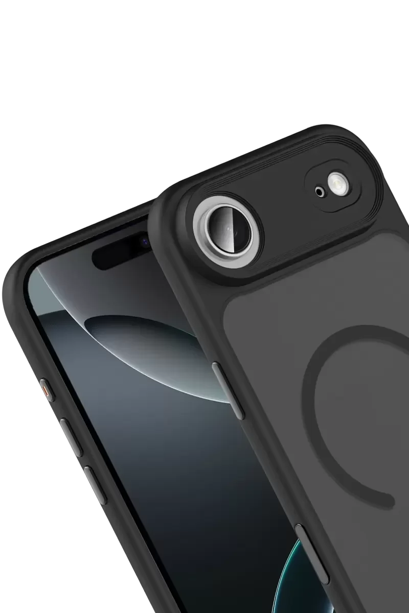 iPhone 17 Air ile Uyumlu Megane Magsafe Kılıf - Siyah, Tam Koruma