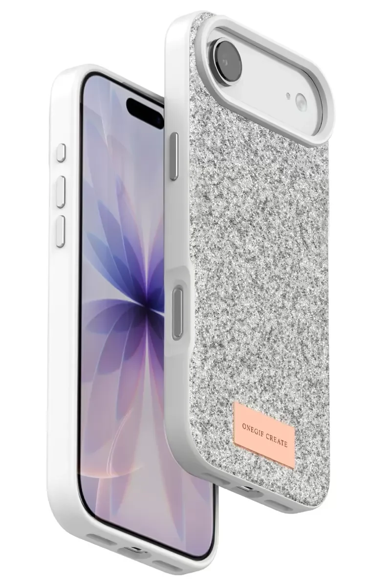 iPhone 17 Air ile Uyumlu Bright Simli Kapak - Beyaz, Zarif Boncuk İşlemeli Şık Kılıf