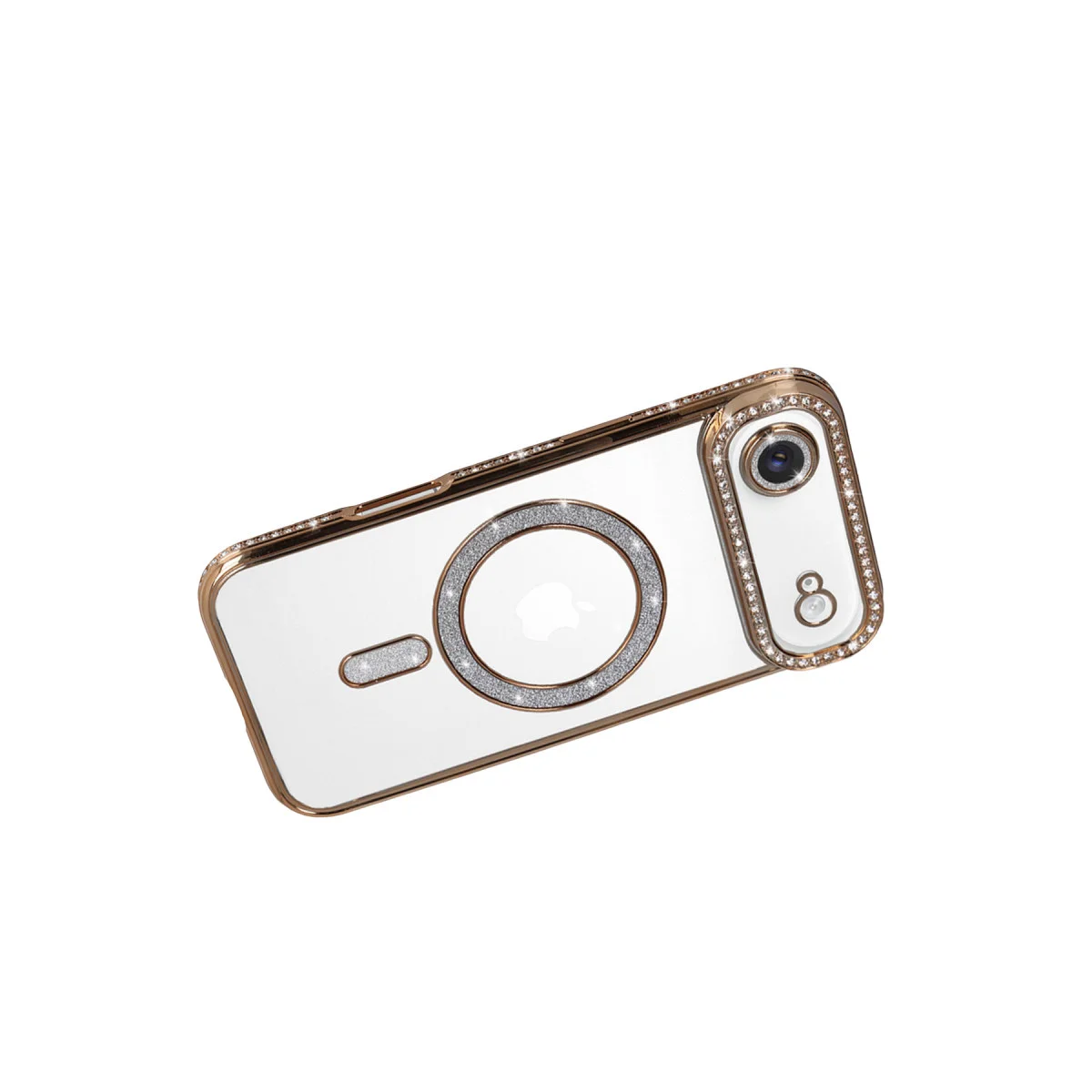 iPhone 17 Air Joke Simli Magneticsafe Kılıf - Parlak Elmas Tasarımı ve Kablosuz Şarj Desteği - Gold