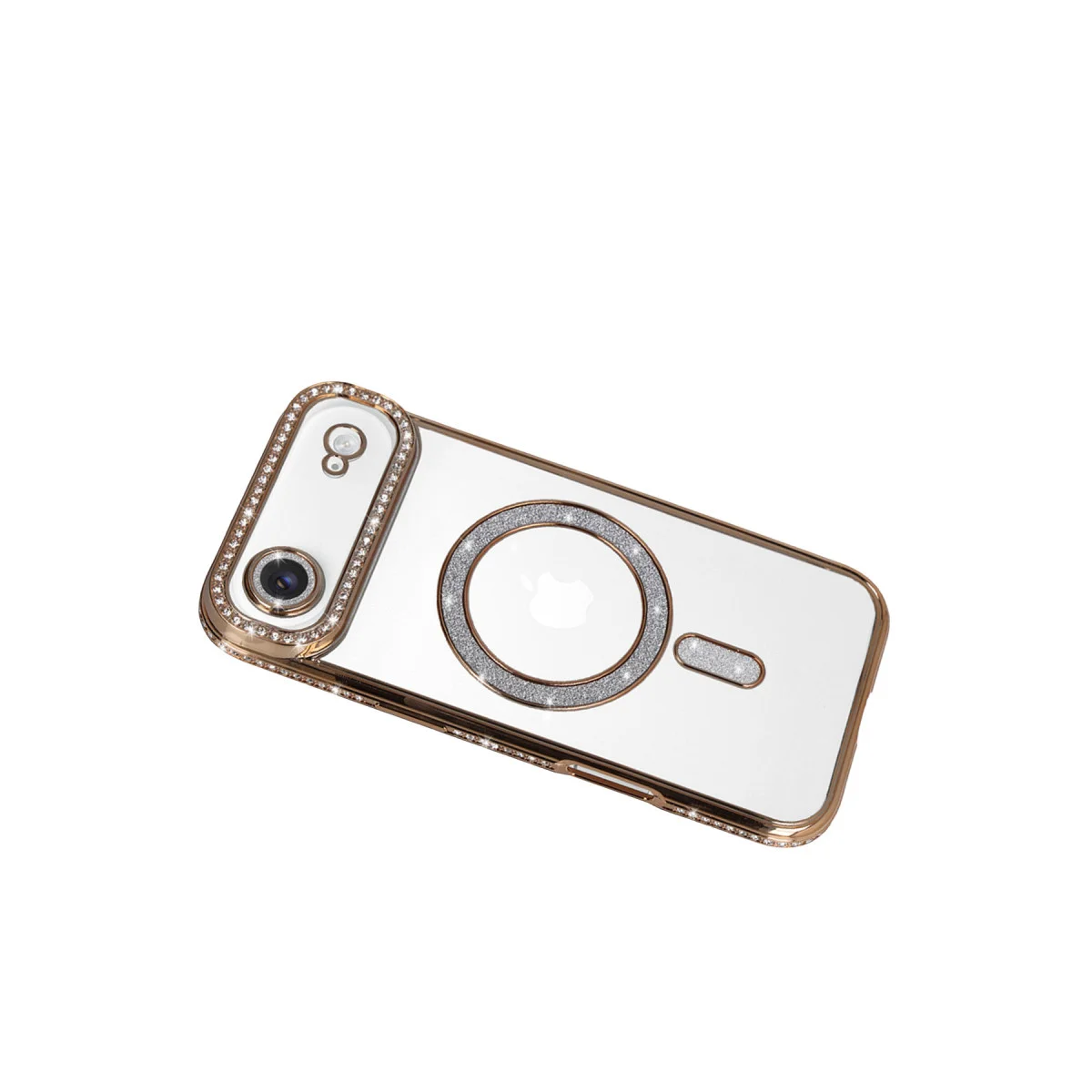 iPhone 17 Air Joke Simli Magneticsafe Kılıf - Parlak Elmas Tasarımı ve Kablosuz Şarj Desteği - Gold