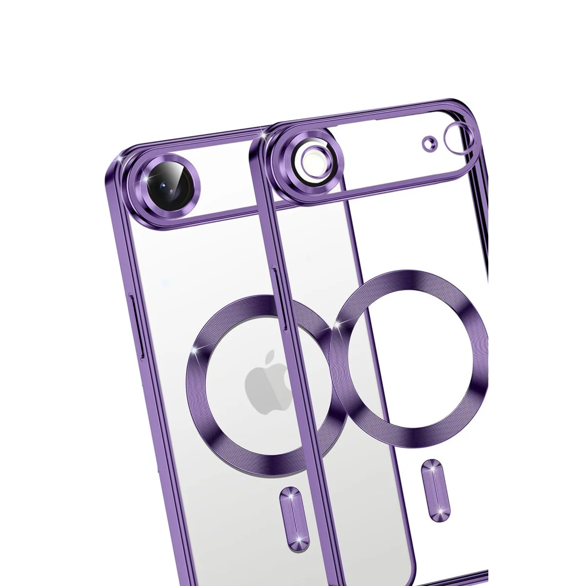 iPhone 17 Air Kross Magneticsafe Mor Kapak - Ultra Şeffaf Kristal Berraklık ve Güçlü Manyetik Bağlantı