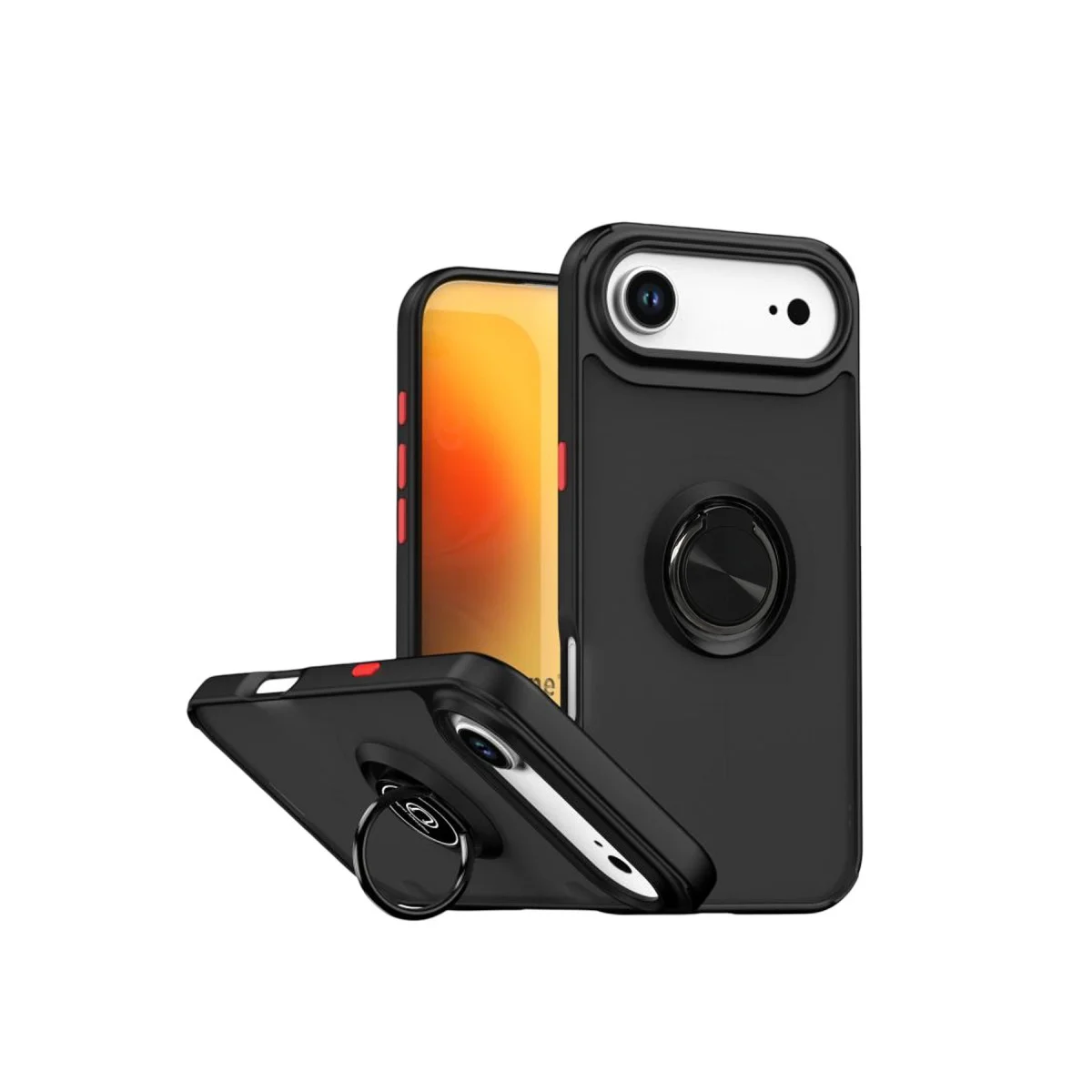 iPhone 17 Air Montreal Yüzüklü Silikon Kapak - Siyah - Fingerprint Resistant & Metal Stand