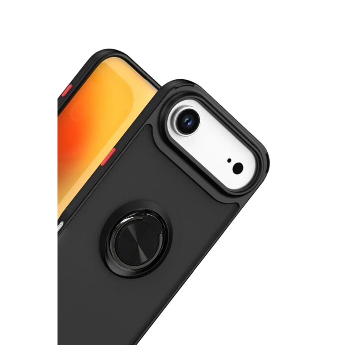 iPhone 17 Air Montreal Yüzüklü Silikon Kapak - Siyah - Fingerprint Resistant & Metal Stand