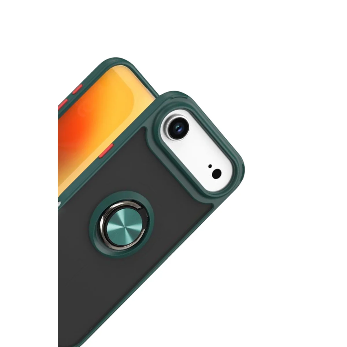 iPhone 17 Air Montreal Yüzüklü Silikon Kapak - Yeşil, Mat ve Fingerprint Free Kalkan