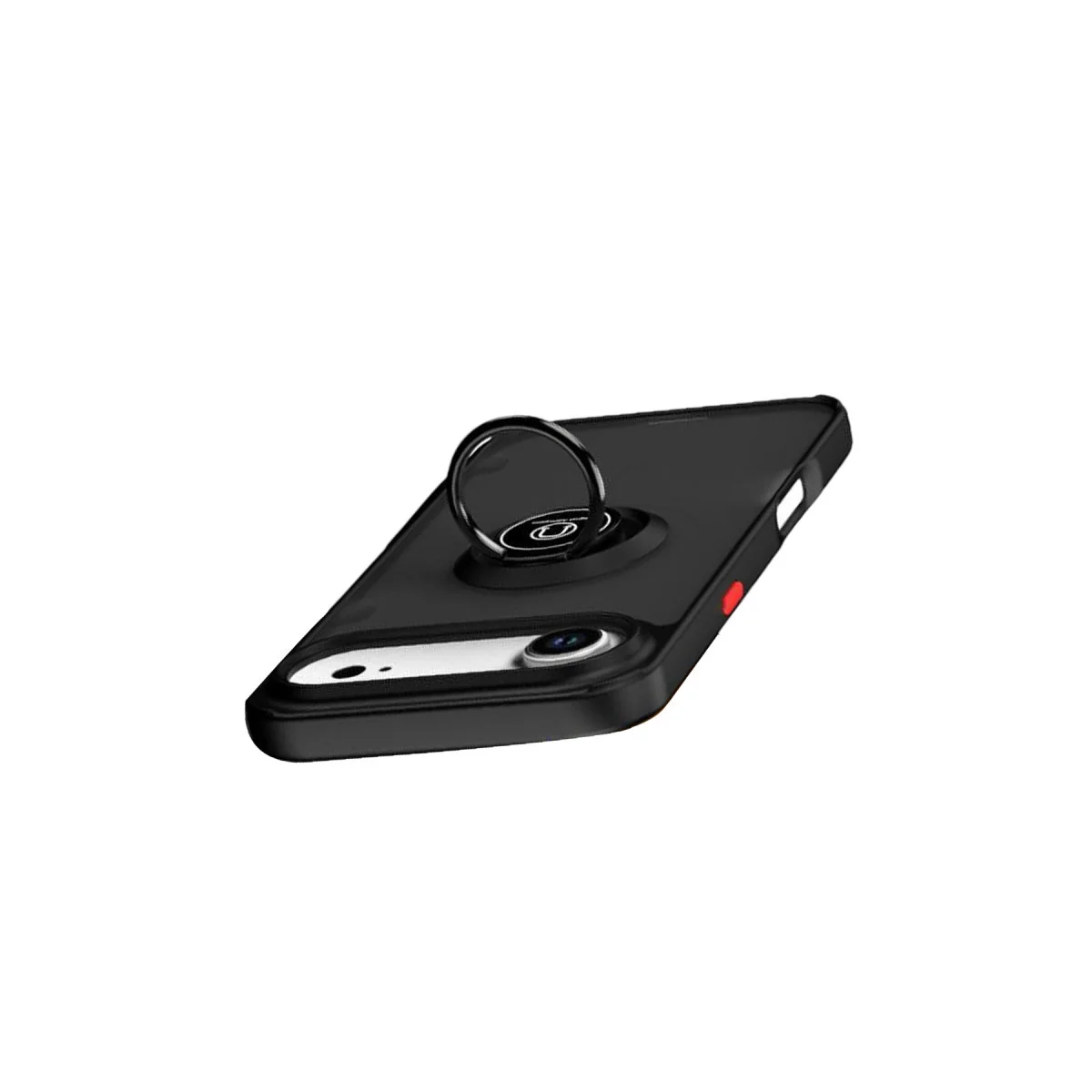 iPhone 17 Air Montreal Yüzüklü Silikon Kapak - Siyah - Fingerprint Resistant & Metal Stand