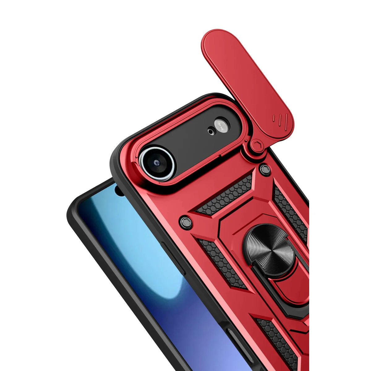 iPhone 17 Air Pars Lens Yüzüklü Silikon Kılıf Kırmızı - Maksimum Koruma ve Hafiflik