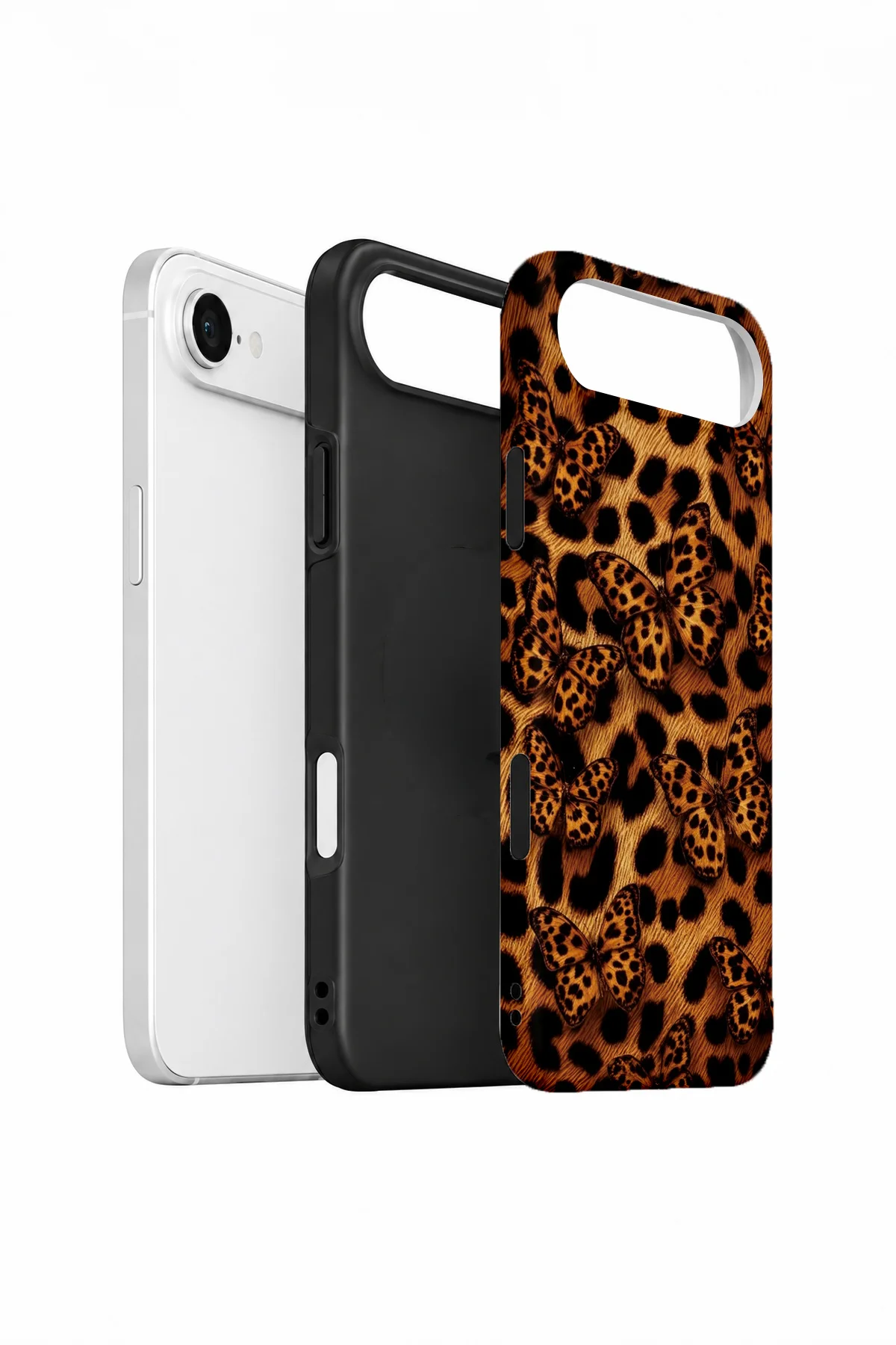 iPhone 17 Air Vorian Çift Katmanlı Kelebekli Leopar Kılıf - Görsel 2