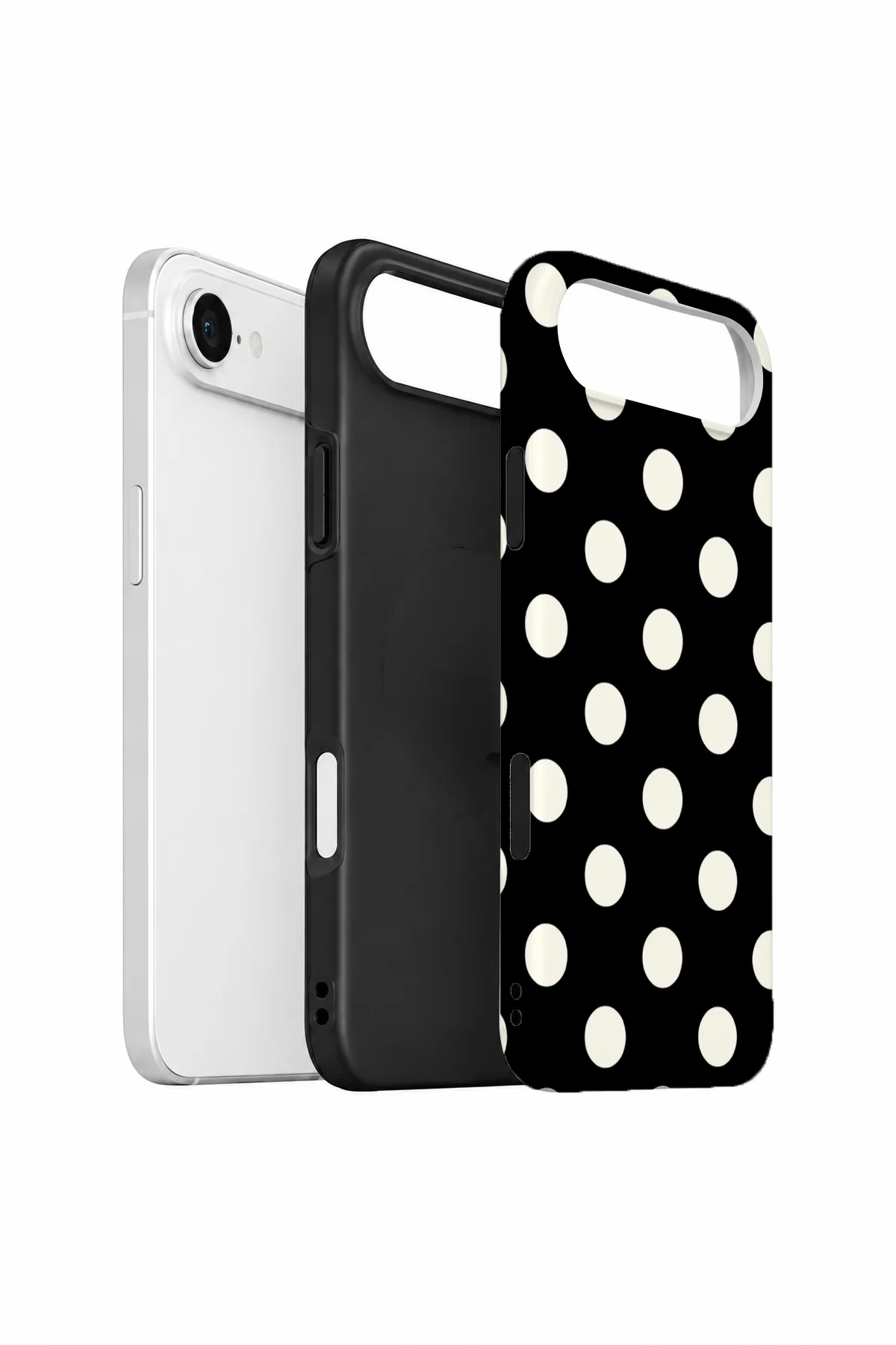iPhone 17 Air Vorian Çift Katmanlı Siyah Krem Puantiye Kılıf - Görsel 2
