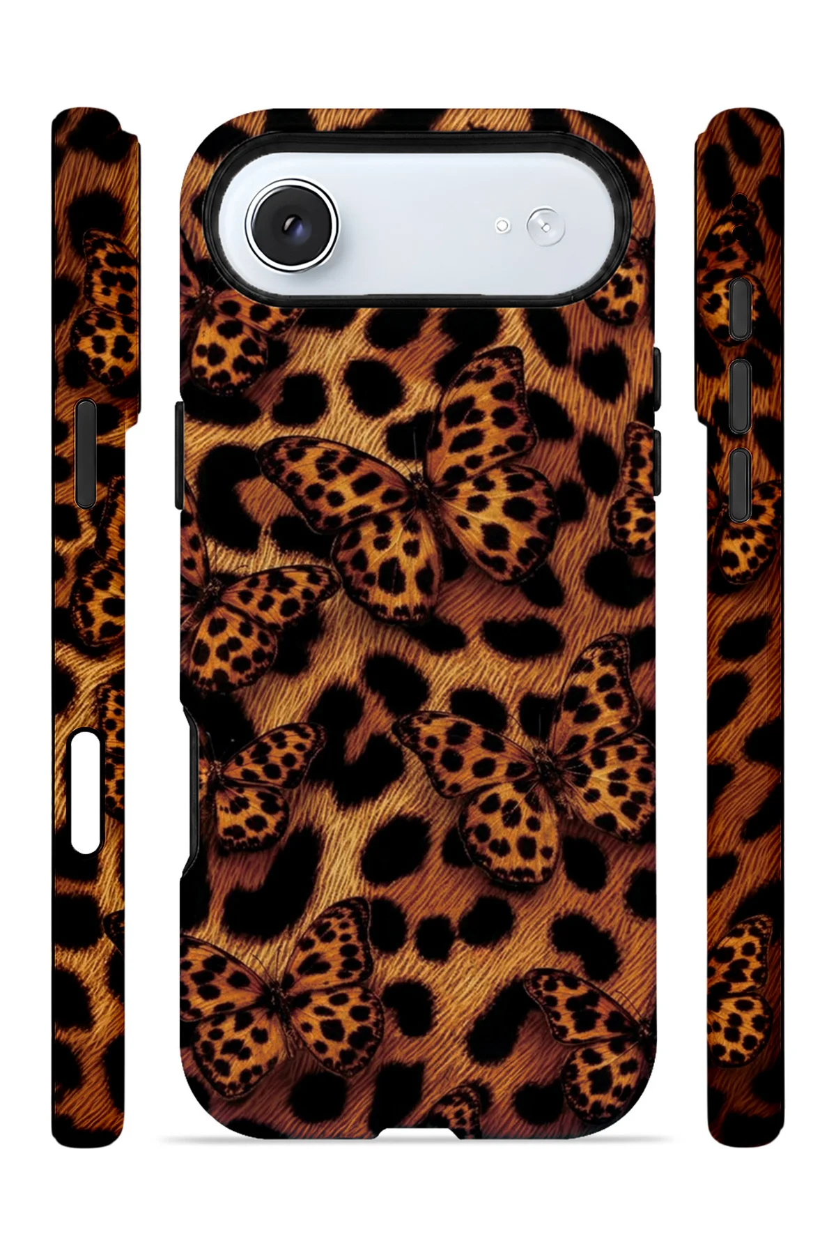 iPhone 17 Air Vorian Çift Katmanlı Kelebekli Leopar Kılıf - Görsel 3