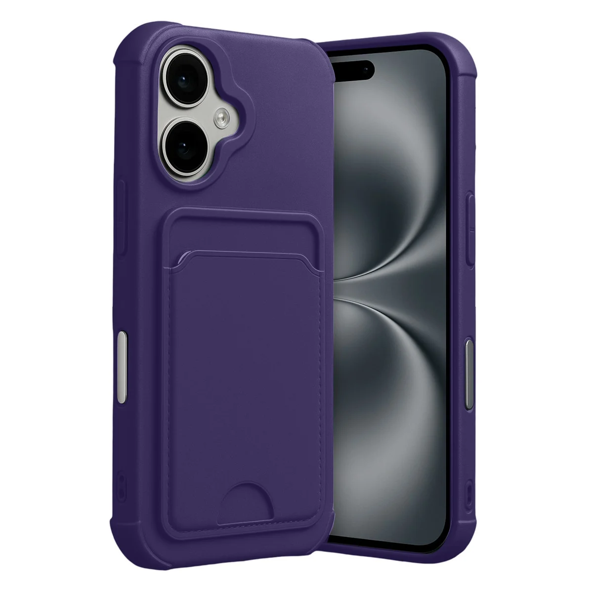 iPhone 17 Derin Mor Soft Touch Silikon Kılıf - Kartvizitli ve Tam Korumalı