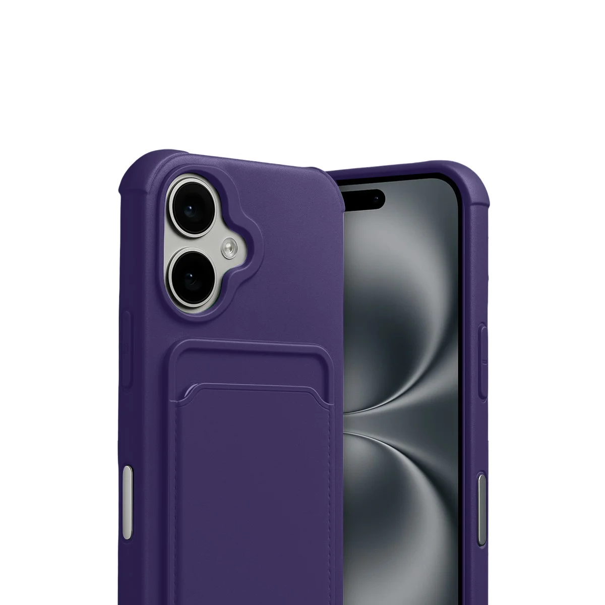 iPhone 17 Derin Mor Soft Touch Silikon Kılıf - Kartvizitli ve Tam Korumalı